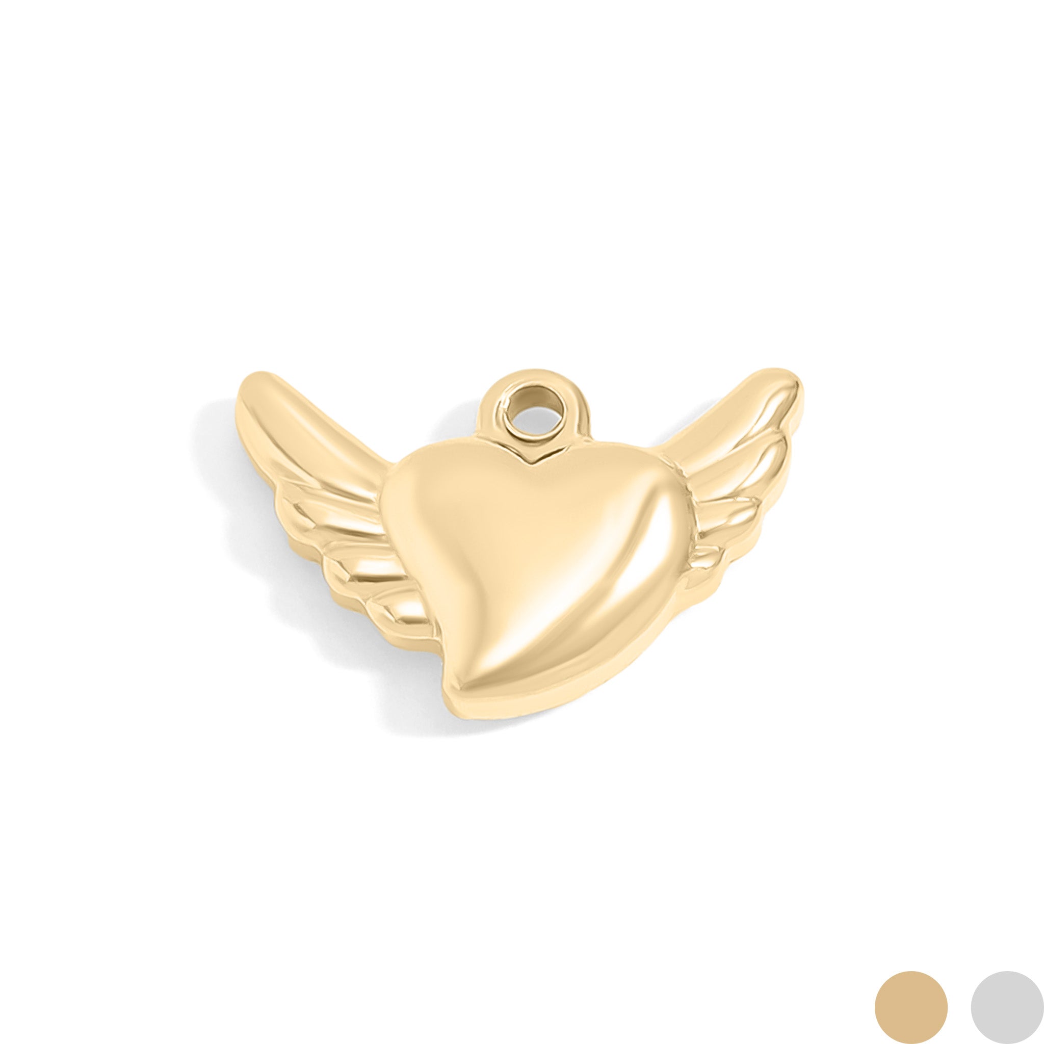 18K Gold PVD Stainless Steel Heart With Angel Wings Charm / PDL0107、mySite、dreamappss