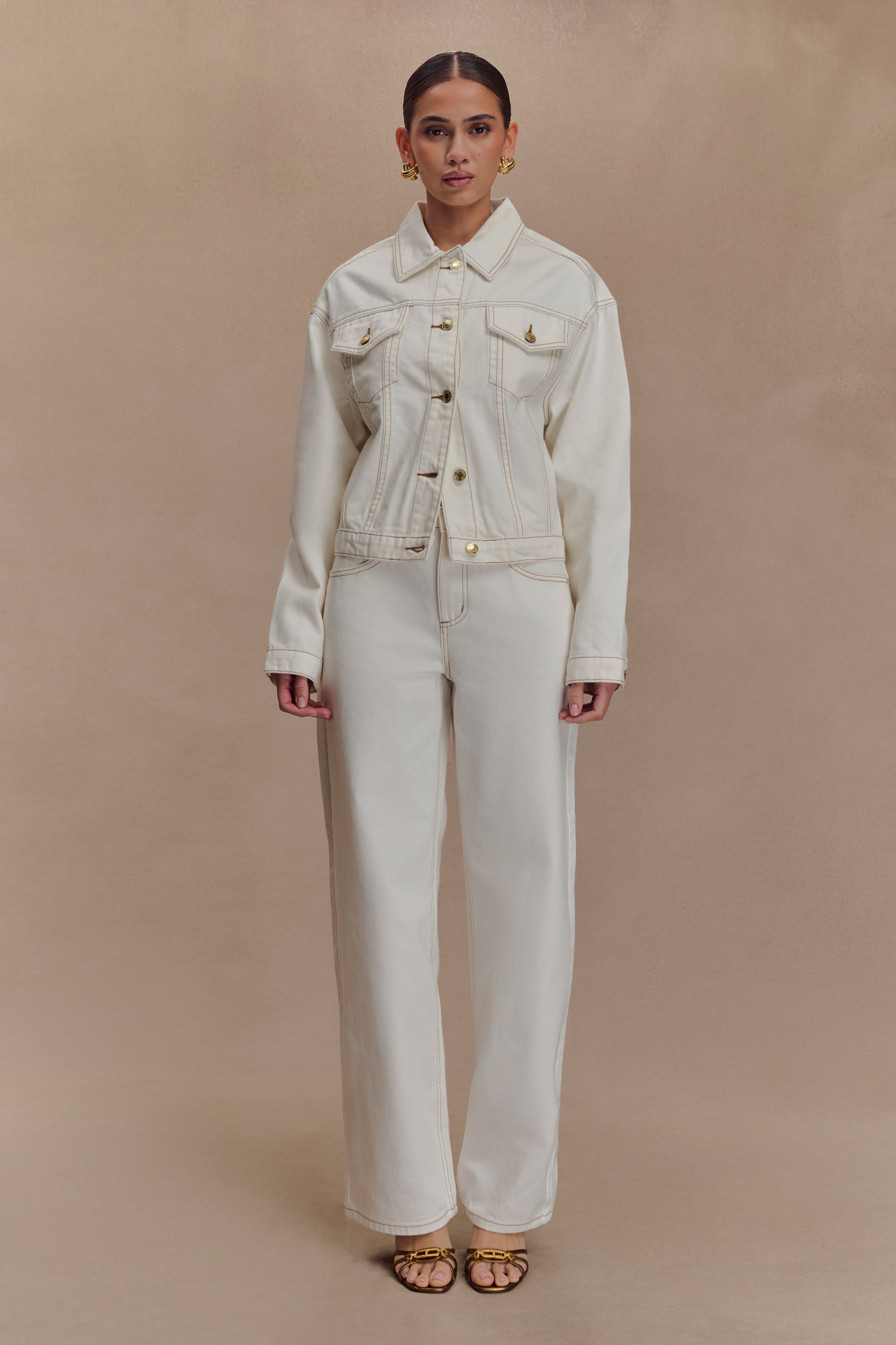 Mannon Mid Rise Denim Jeans - White、mySite、solidvoid