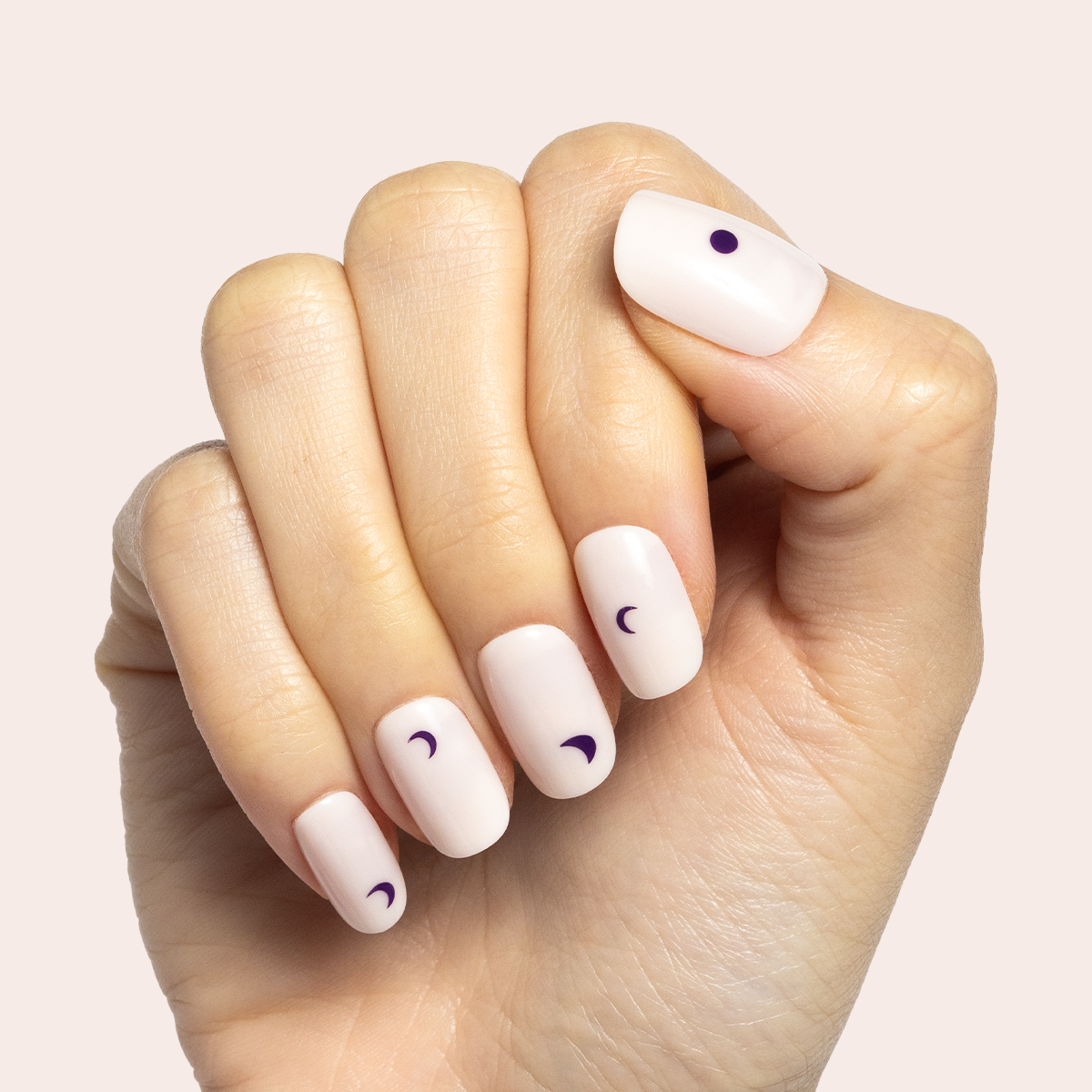 Moon Phases | Short | Squoval - Tab Press-On、mySite、solidvoid