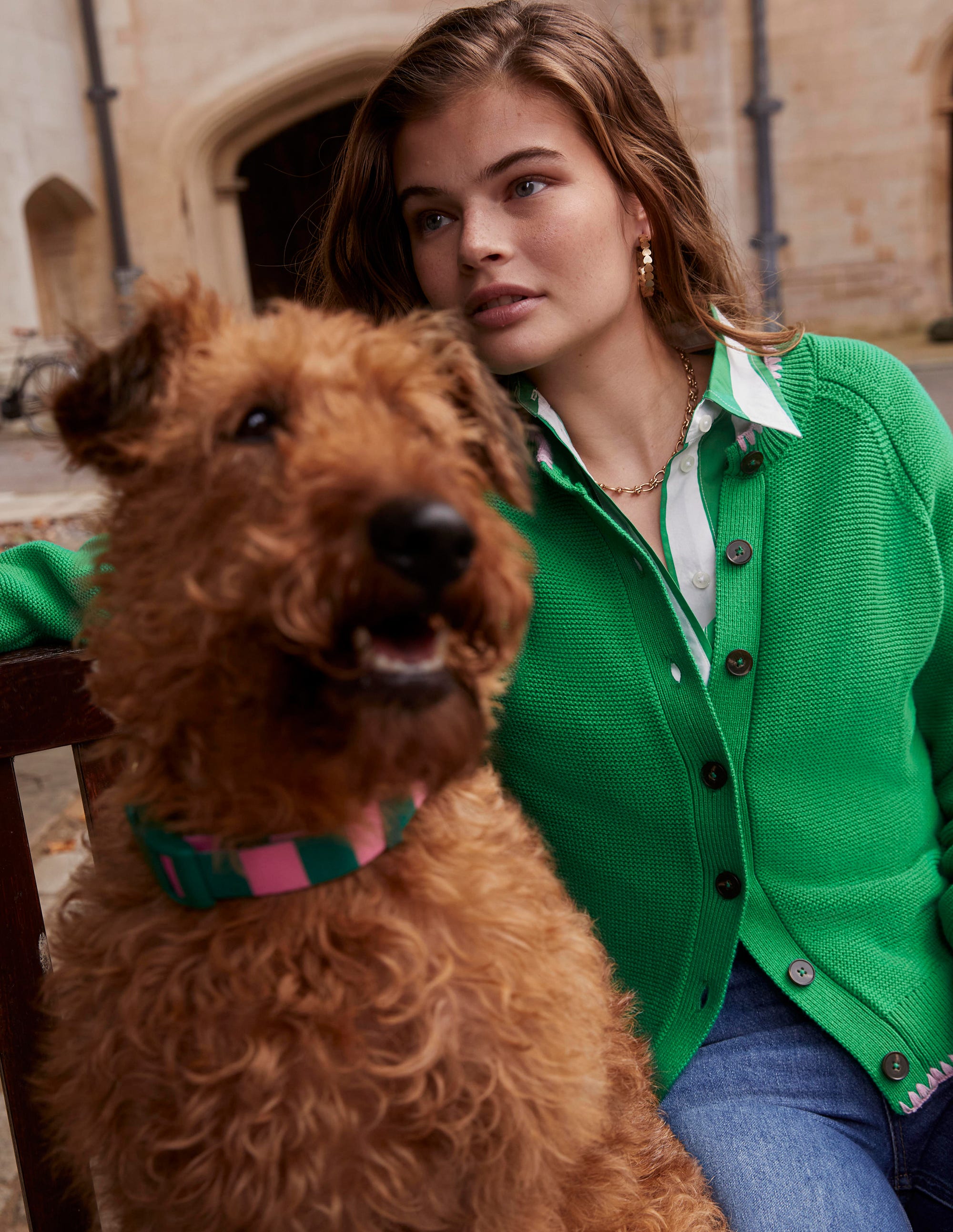  Lena Stitch Detail Cardigan-Rich Emerald、mySite、ashleygrahame