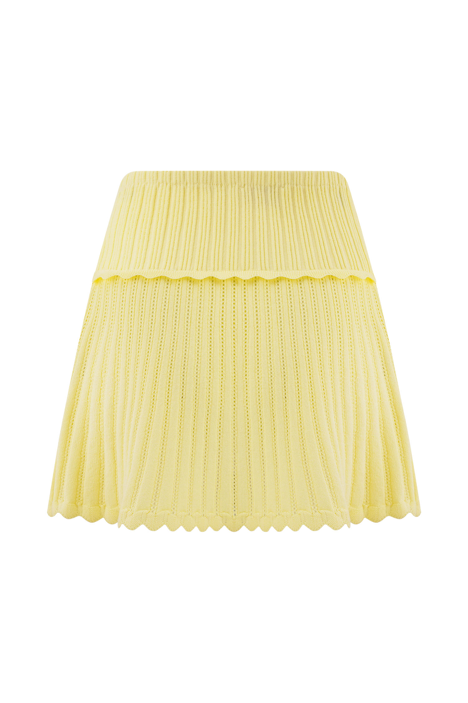 Indy Pointelle Knit Mini Skirt - Lemon、mySite、solidvoid