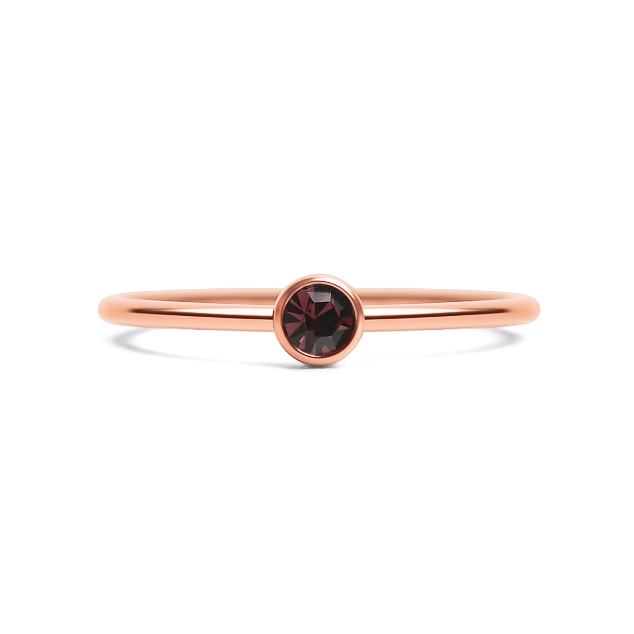 18k Rose Gold PVD Coated Stainless Steel Birthstone Stacking Ring / ZRJ1002、mySite、dreamappss