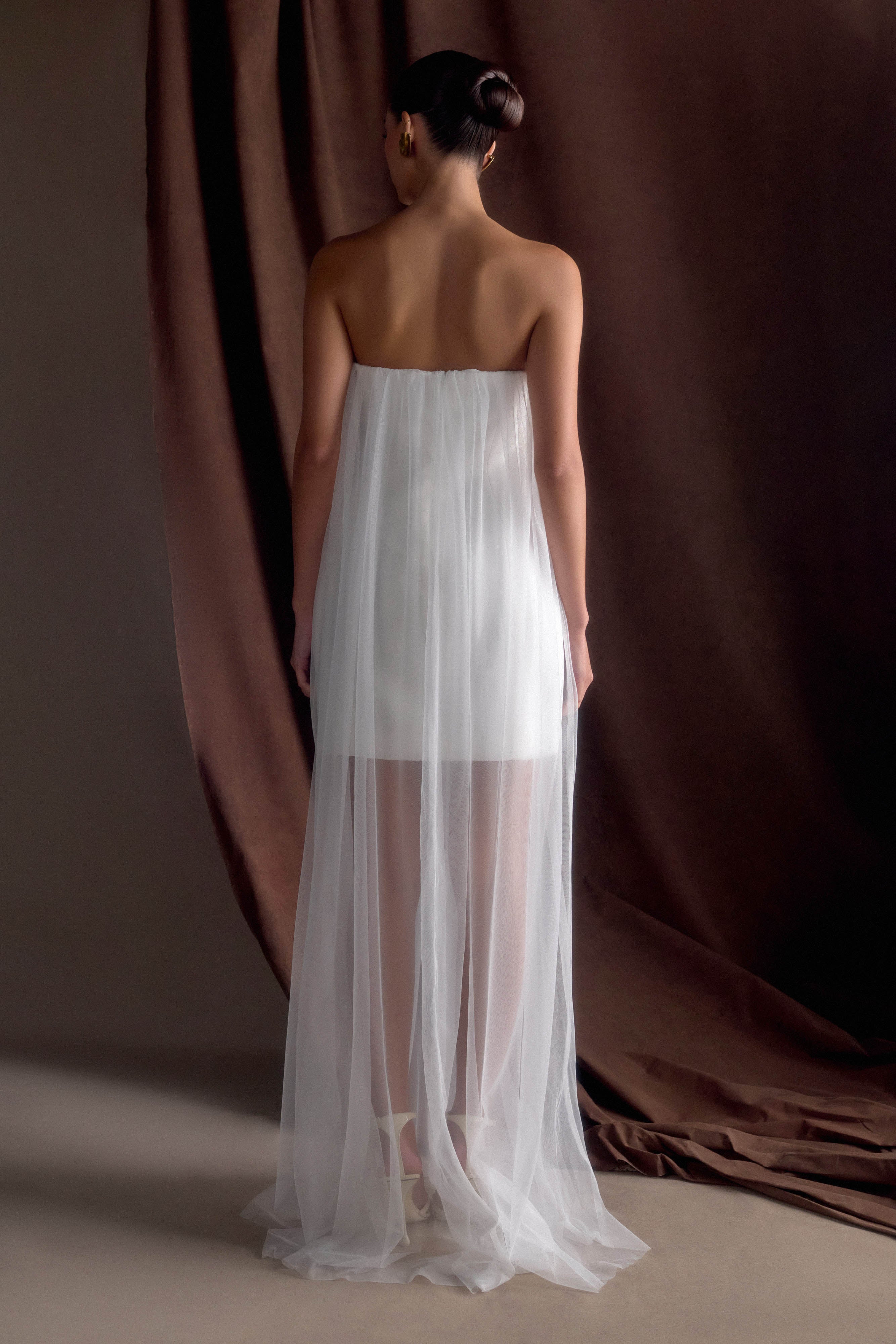 Bettany Chiffon Strapless Maxi Dress - White、mySite、solidvoid