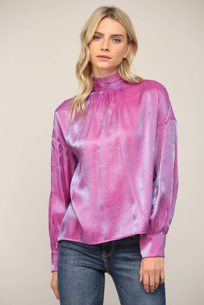 LUMINOUS FABRIC EXTRAVAGANT BOW TIE BLOUSE、mySite、dreamappss