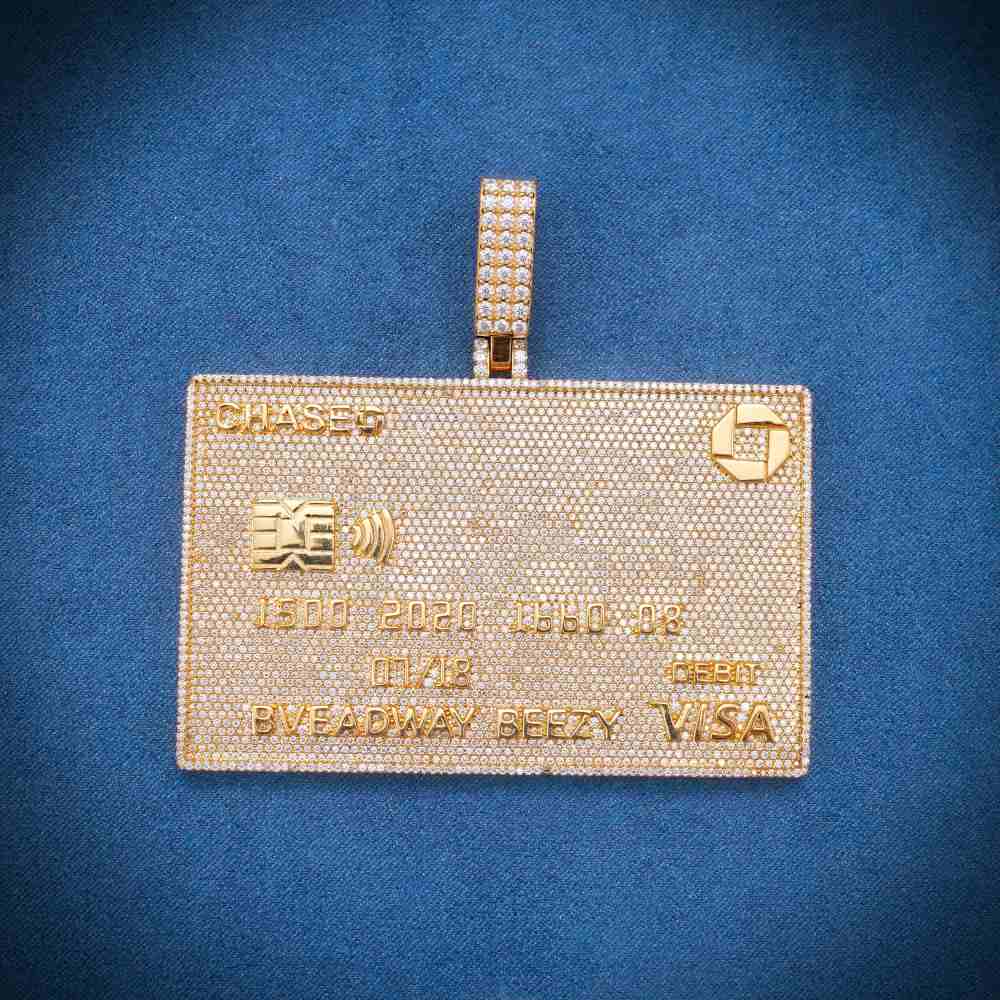 Custom Moissanite Credit Card Pendant 14K Yellow Gold、mySite、hinf8tx79