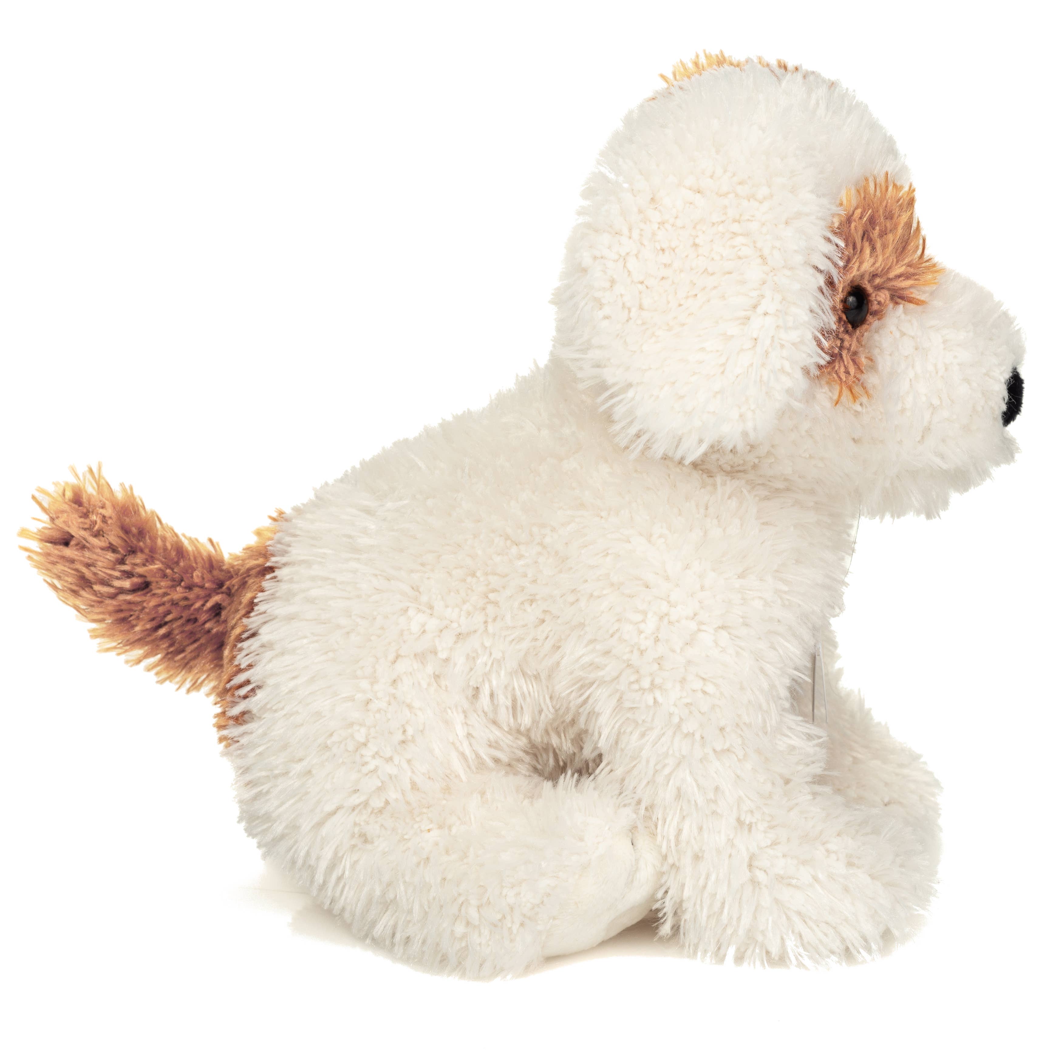 Scruffy Little Plush Puppy Dog White with Brown Spots Stuffed Animal NEW by Teddy Hermann、mySite、g9winljtr