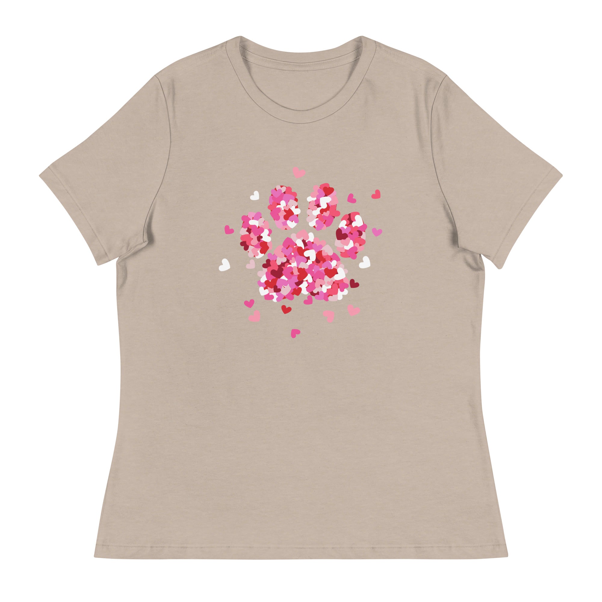 Pink Paw Print of Hearts Women's Relaxed T-Shirt、mySite、camillekostekn