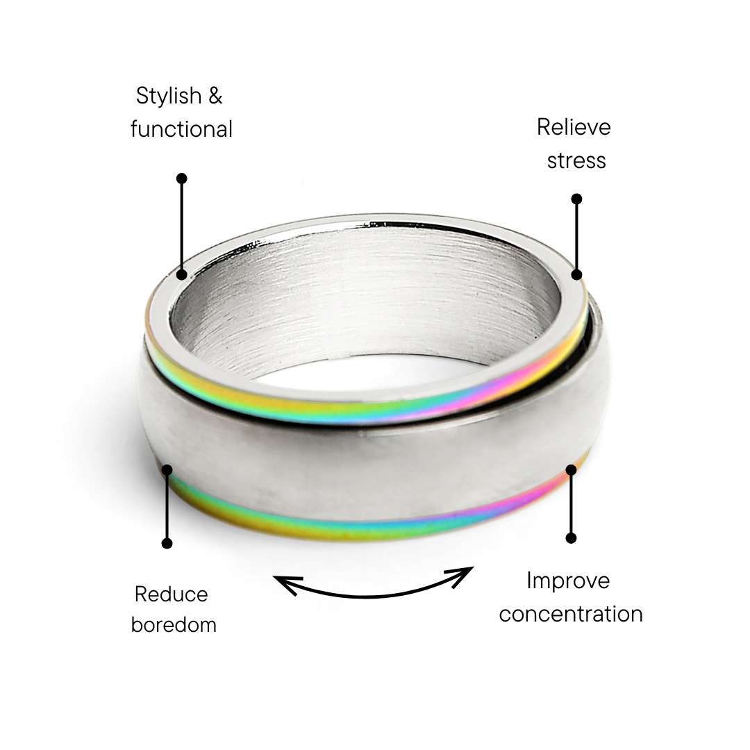 Stainless Steel Rainbow Edge Polished Spinner Center Ring / SRJ9003、mySite、dreamappss