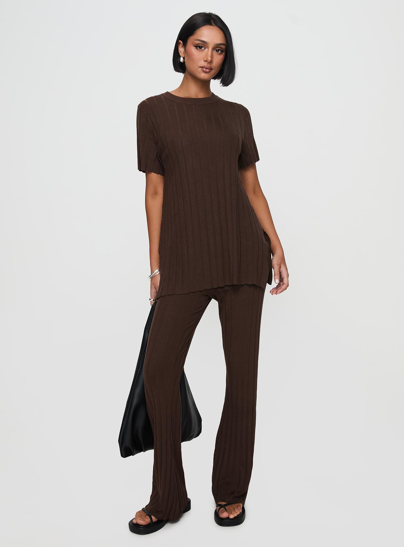 Niah Ribbed Top Chocolate、mySite、solidvoid