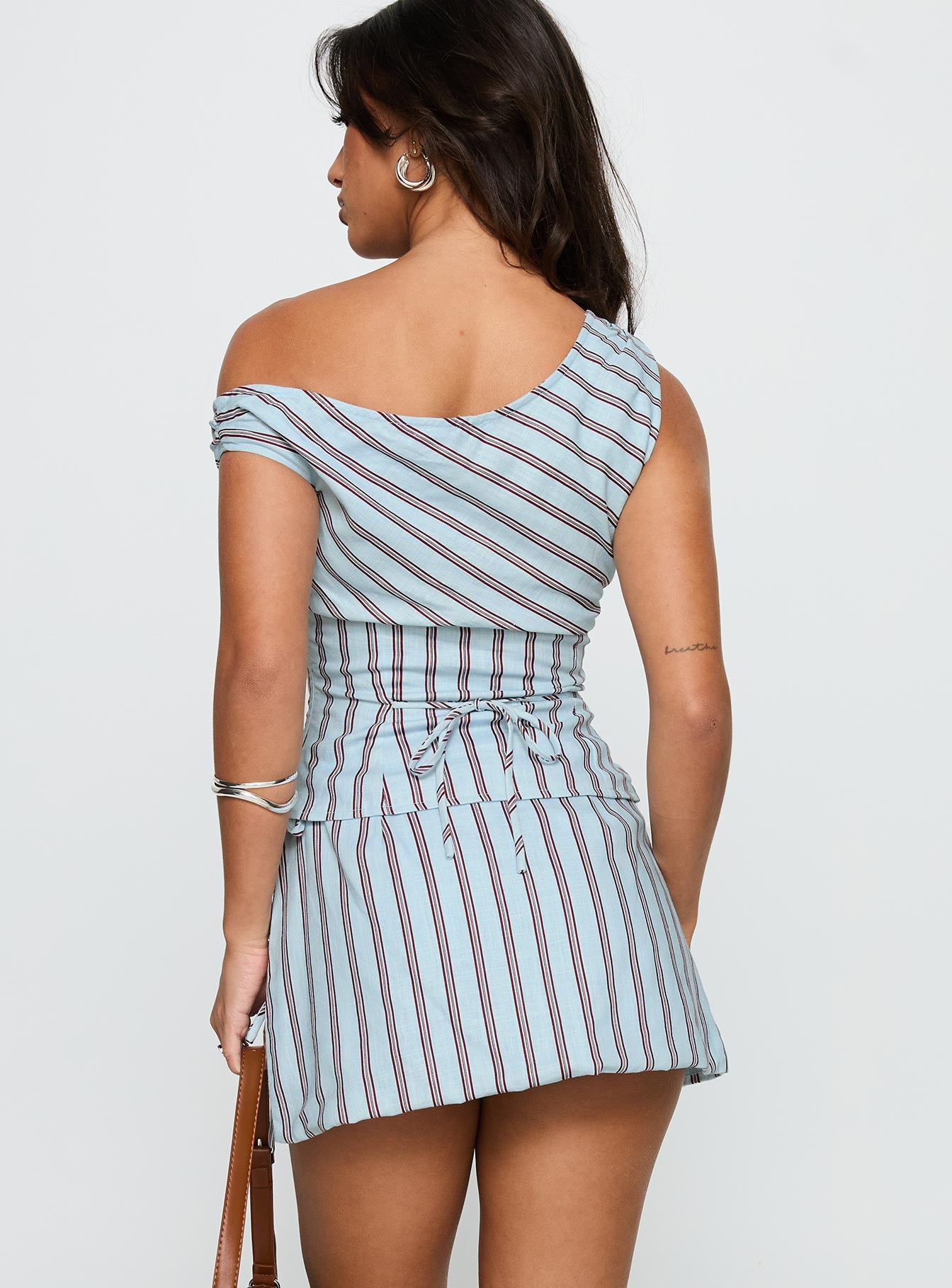 Gulliver Tie Side Mini Skort Blue / Maroon Stripe、mySite、solidvoid