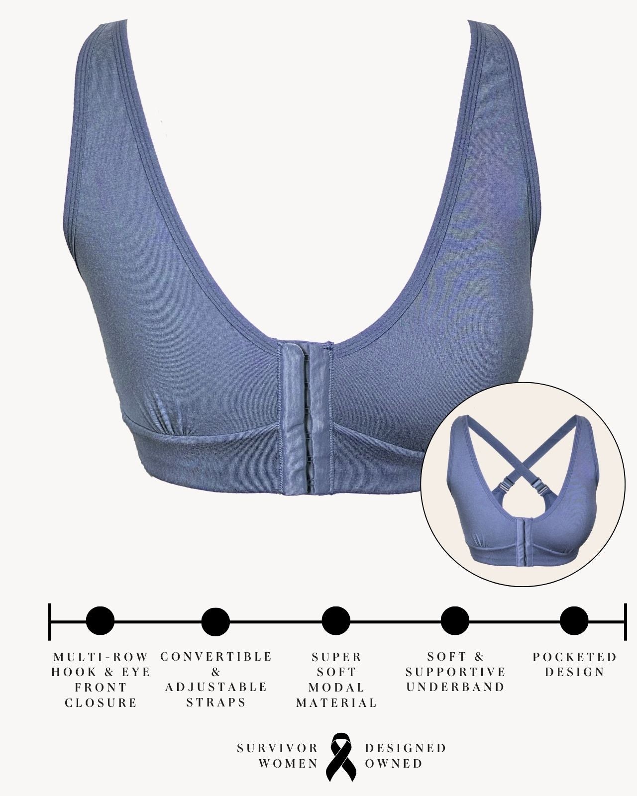 Rora Pocketed Front Closure Bra、mySite、bengalsvssteelers