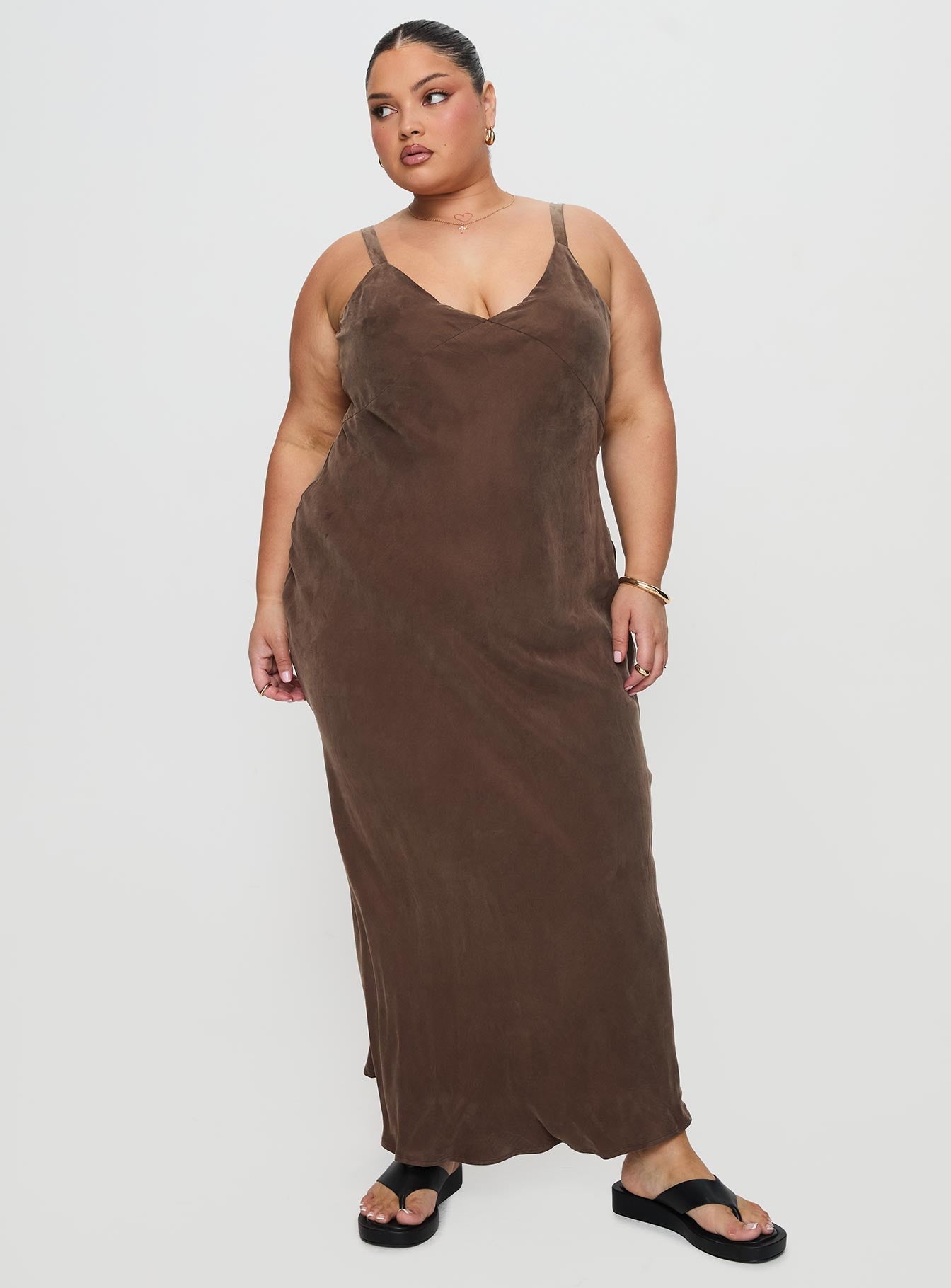 Laurette Maxi Dress Brown Curve、mySite、solidvoid