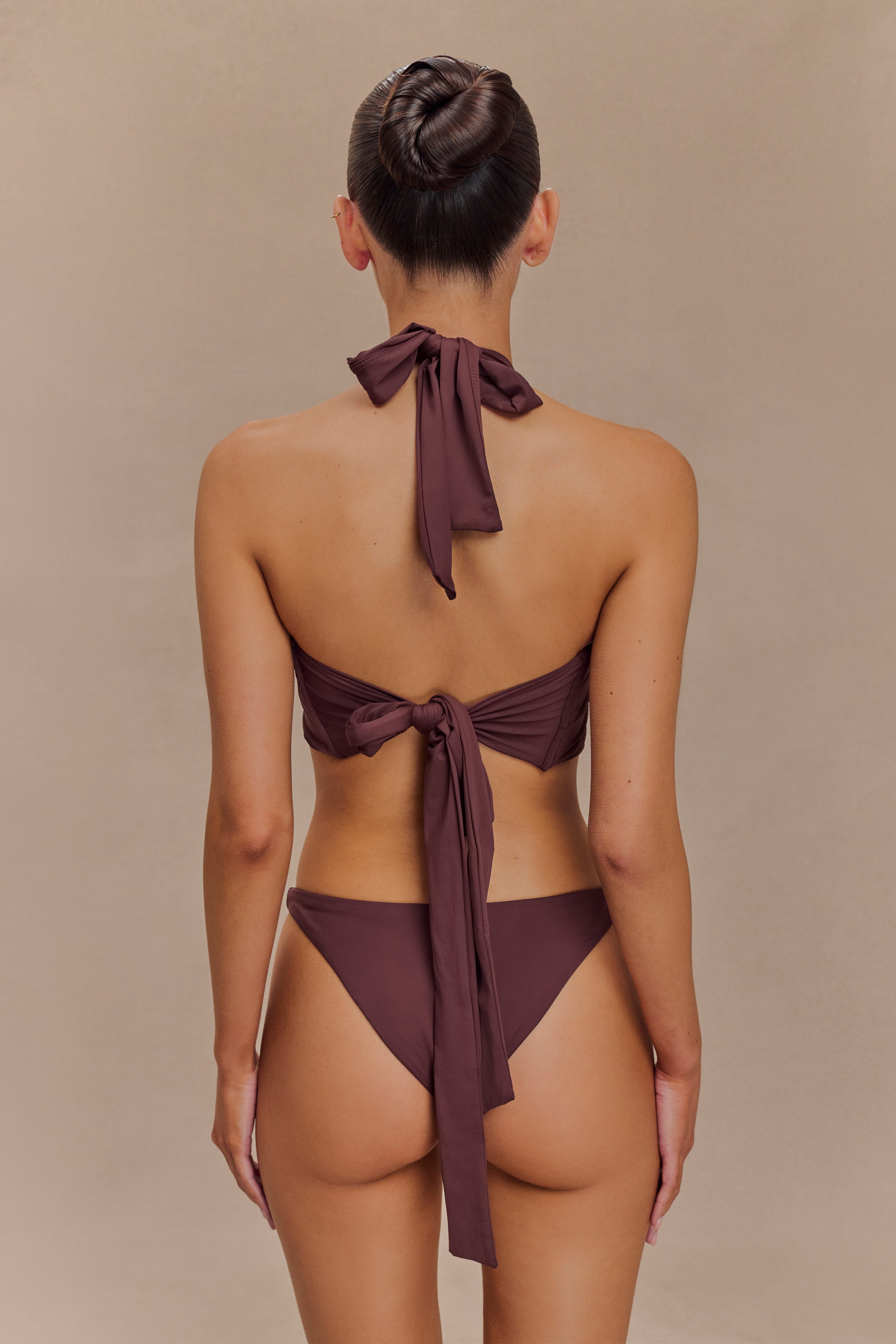 Carissa Floral Hardware Halter Bikini Top - Chocolate、mySite、solidvoid