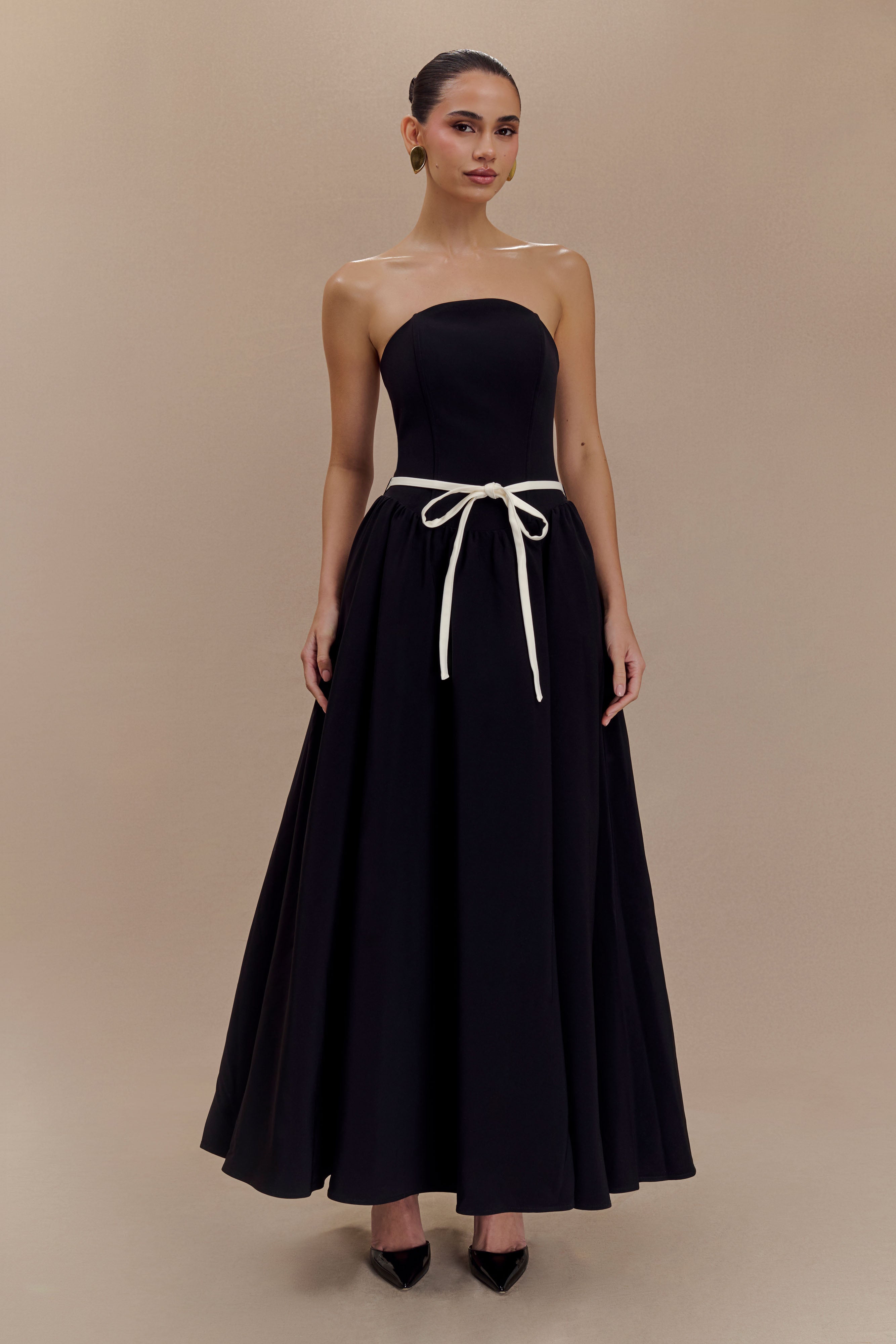 Penny Strapless Contrast Midi Dress - Black & White、mySite、solidvoid