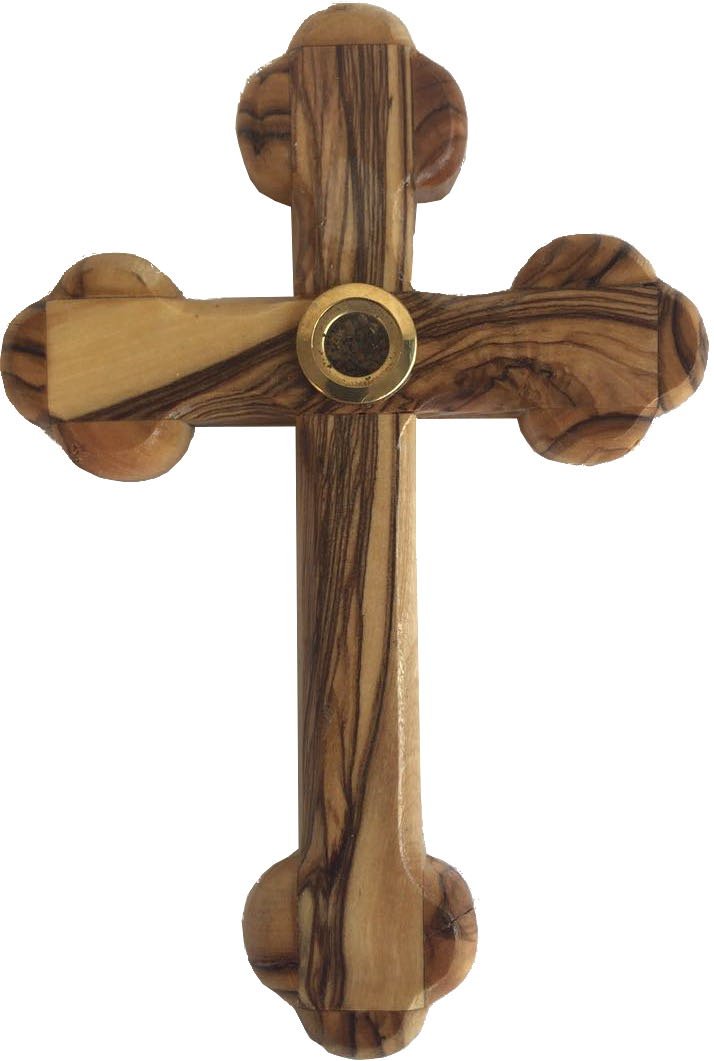  Holy Land Market Simple Olive wood Eastern or 14 Stations Cross with Soil from Bethlehem (13.5 or 5.4 inches)、mySite、elrpsem3k