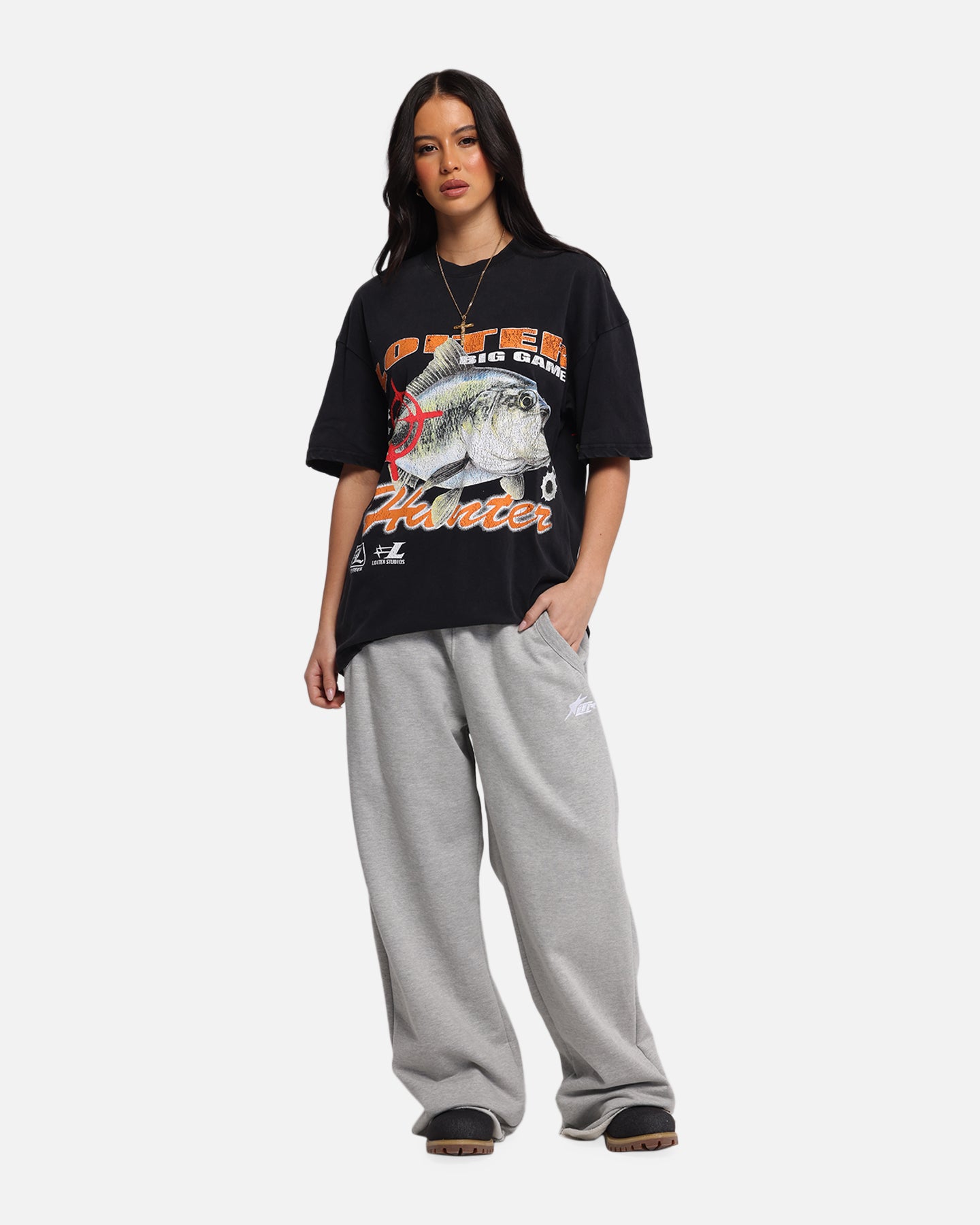 Loiter Big Game T-Shirt Black Acidwash、mySite、zt4zffjzw