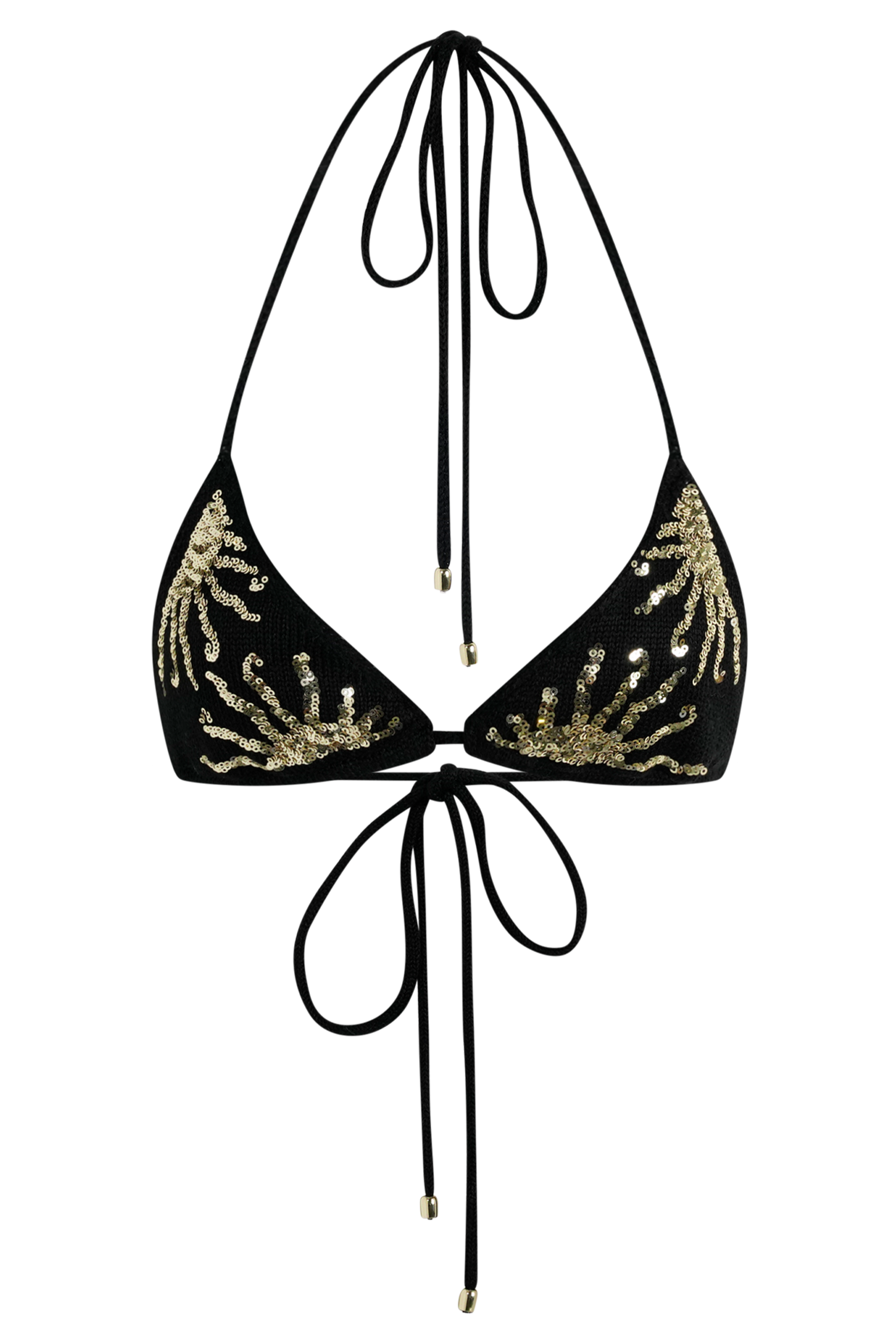 Huntleigh Crochet Bikini Top - Black & Gold Sunshine Print、mySite、solidvoid