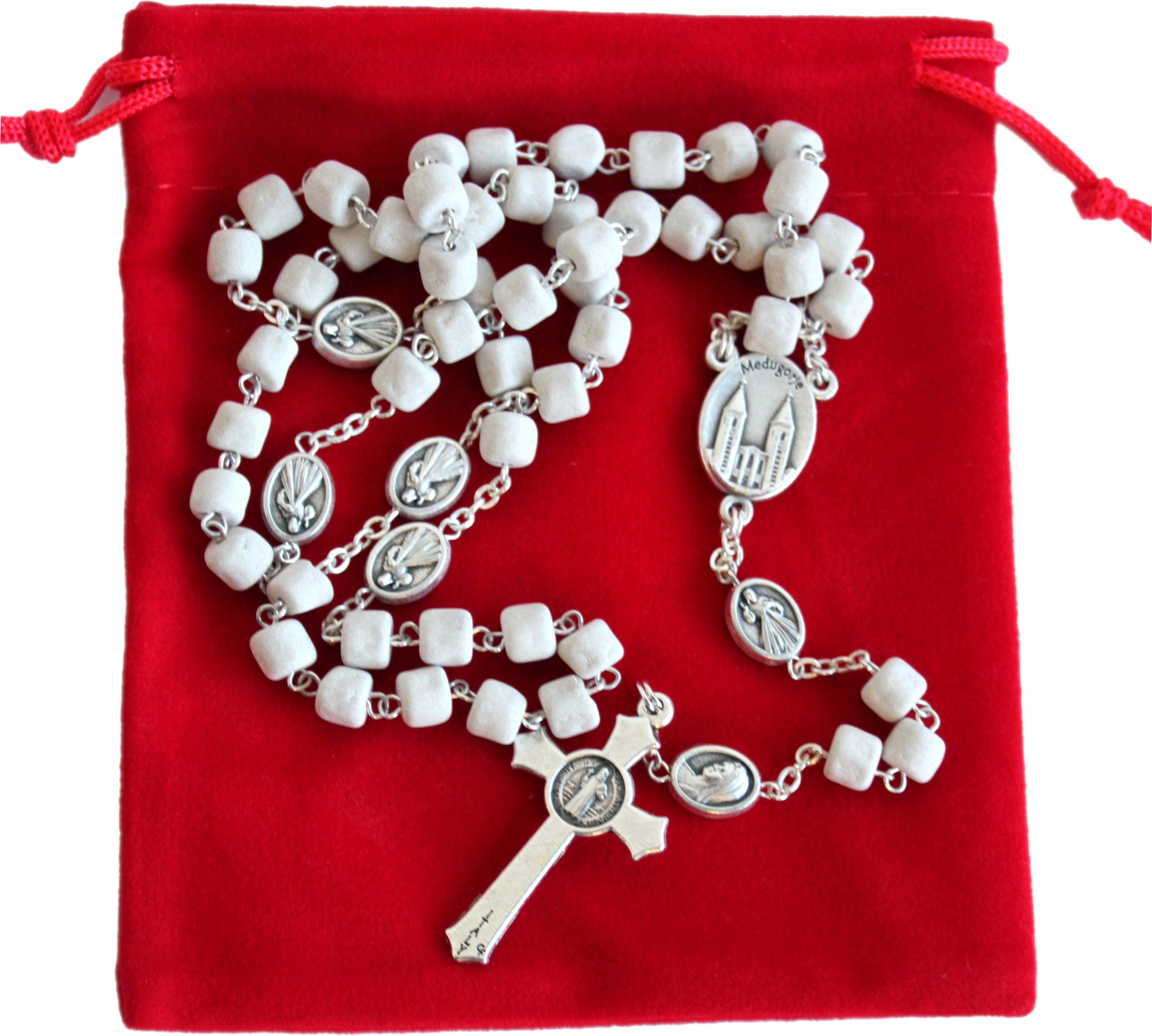  MEDJUGORJE - Rosary made from Apparition hill directly from MEDUGORJE. ( 20 inches long ) - silver cross、mySite、elrpsem3k