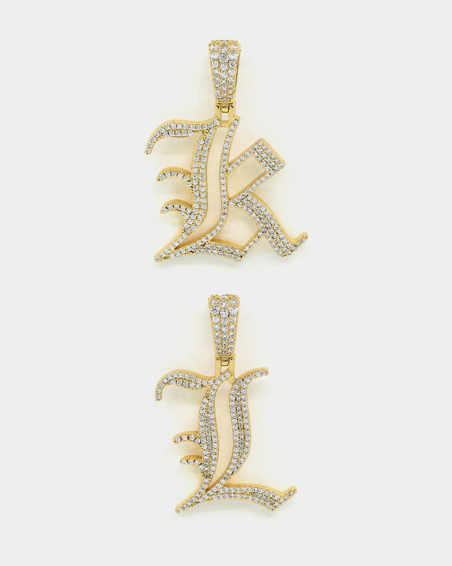 Saint Morta Gothic Iced Letter Pendant Iced Gold、mySite、zt4zffjzw