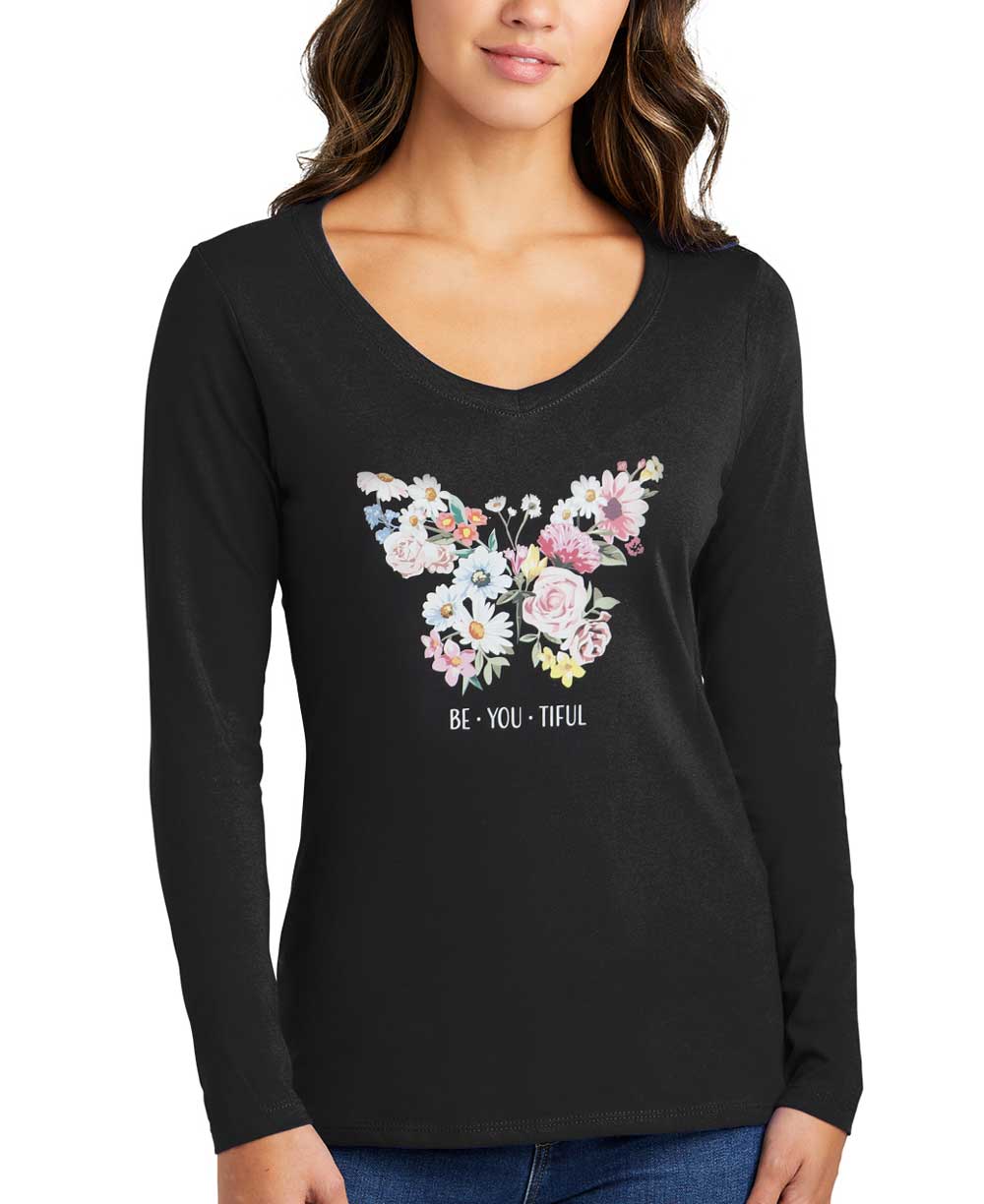 BeYouTiful Women's T-Shirt with Butterfly Design、mySite、topwebapps