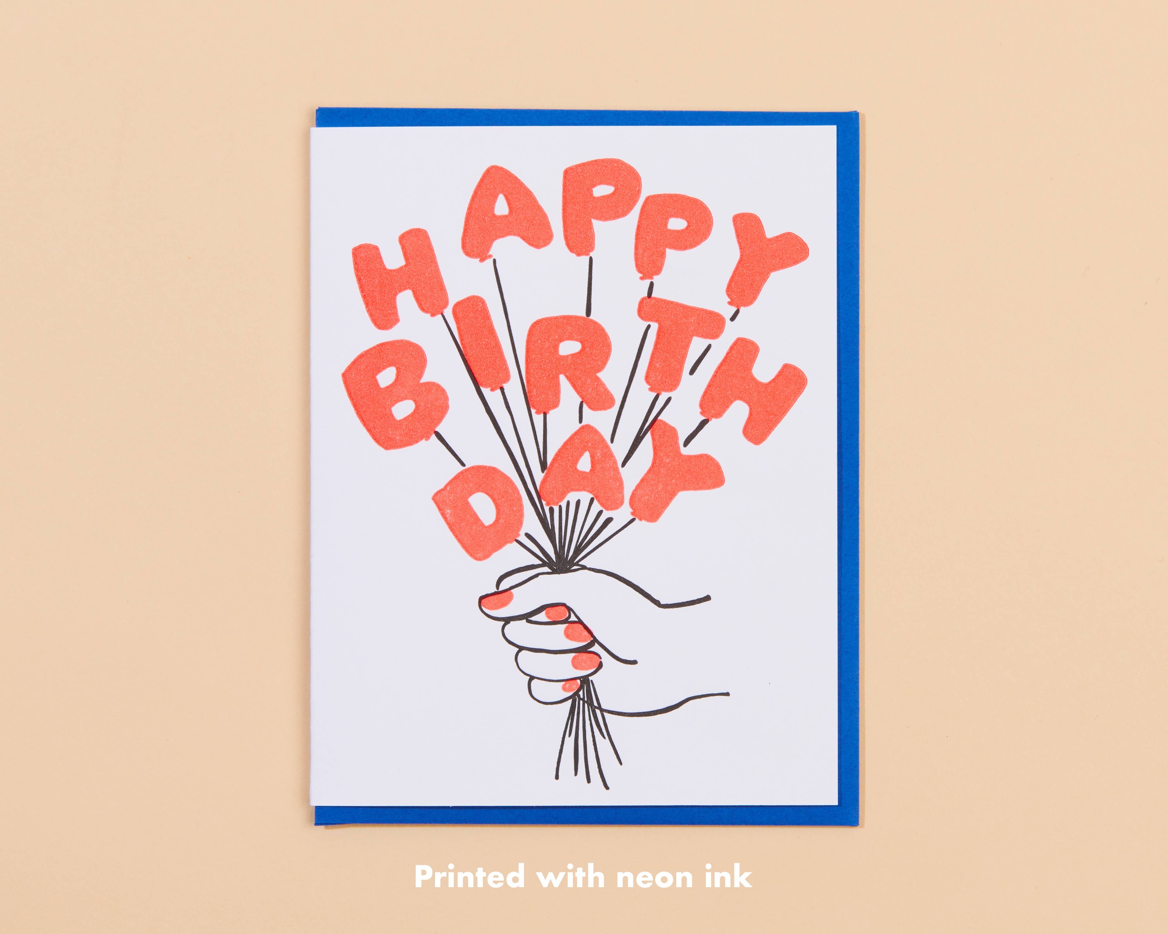 And Here We Are - Birthday Balloons Letterpress Greeting Card- Made in USA、mySite、garagedoors4me