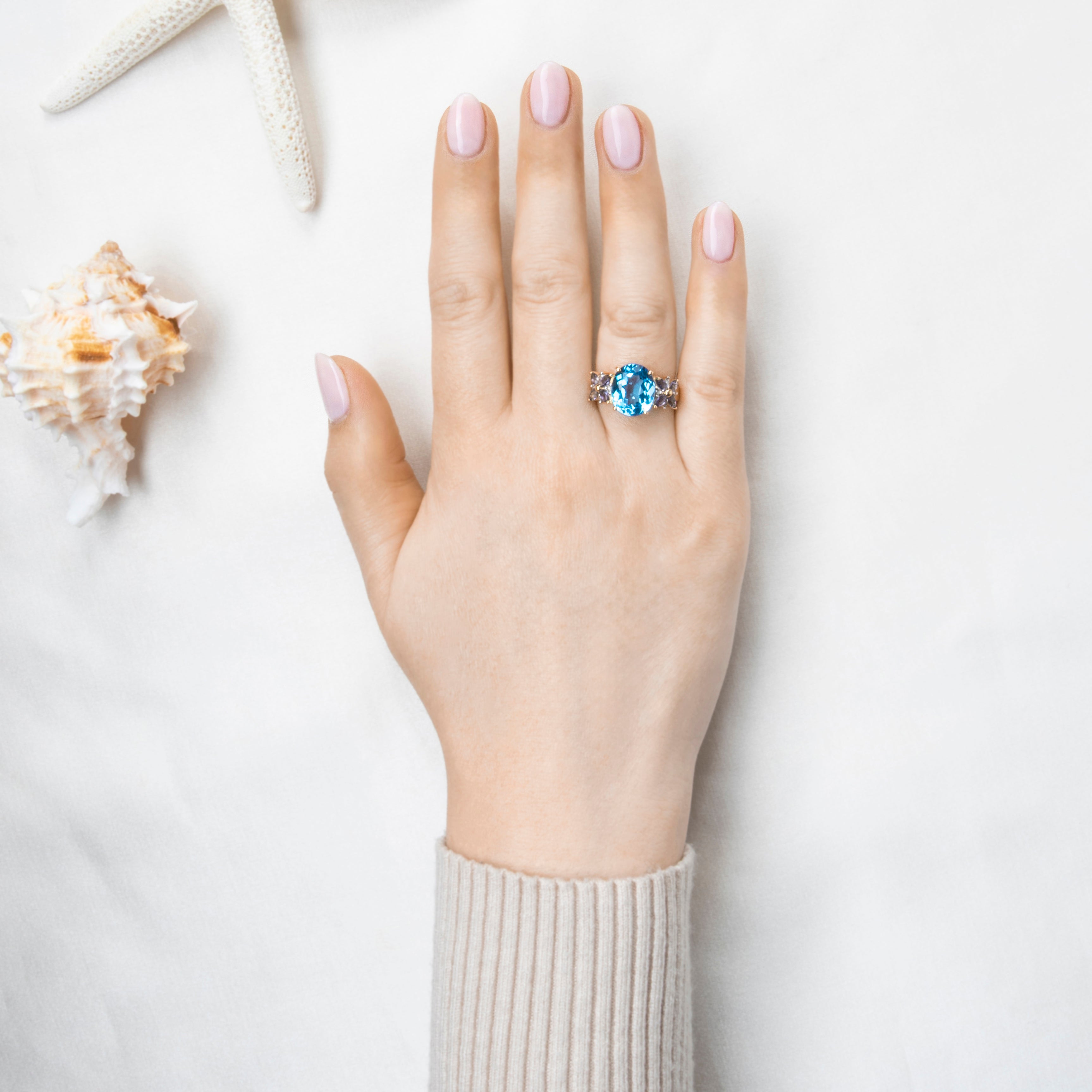 Vintage 14k Yellow Gold 5.5ct Topaz Iolite Diamond Dramatic Purple-Blues Ring、mySite、hinf8tx79