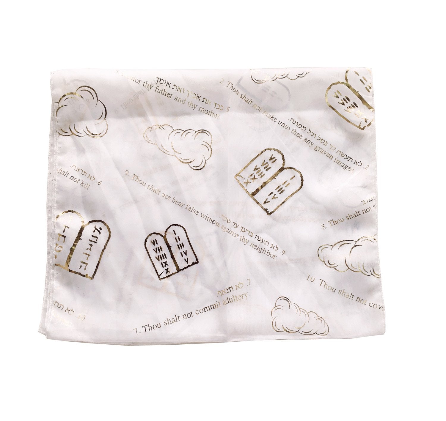  Holy Land Market Christian Church or Prayer Head Scarf or Shawl/Cover - 10 Commandments - Model III (60 x 20 inches)、mySite、elrpsem3k