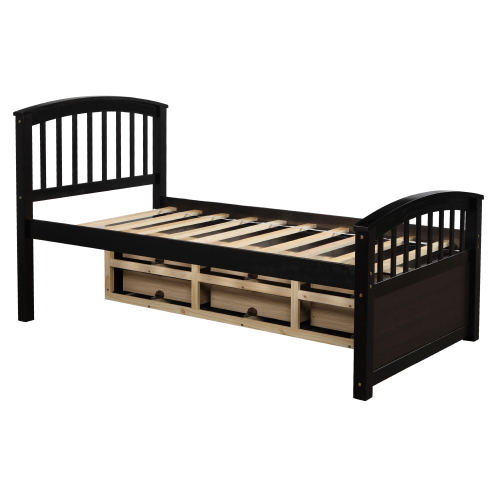 Orisfur. Twin Size Platform Storage Bed Solid Wood Bed with 6 Drawers、、casual