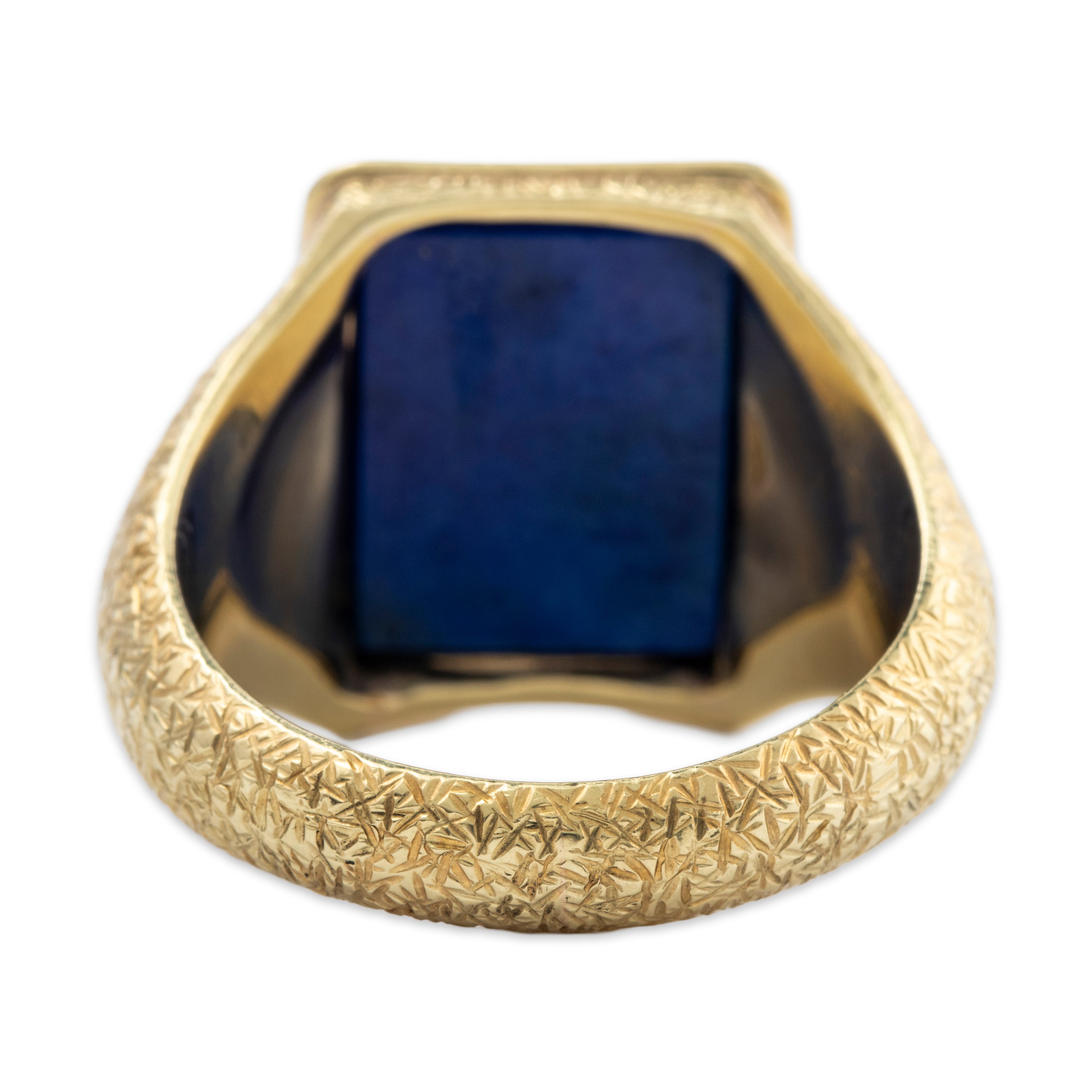 Heavy Vintage 14k Yellow Gold 2.86ct Lapis Lazuli Textured Signet Ring 9、mySite、hinf8tx79