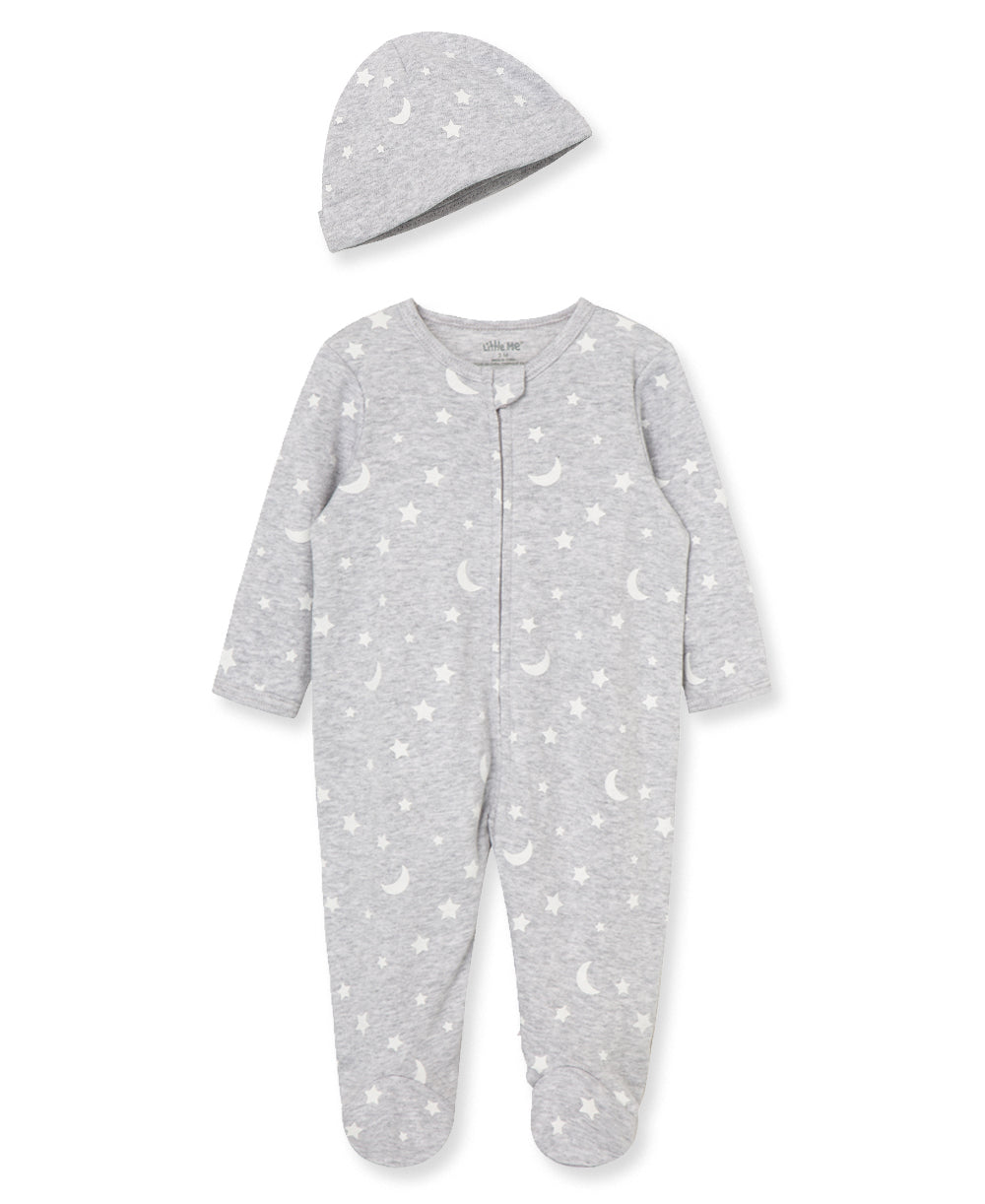  Moon & Stars 2-Way-Zip Footed One-Piece and Hat、mySite、layawaytickets