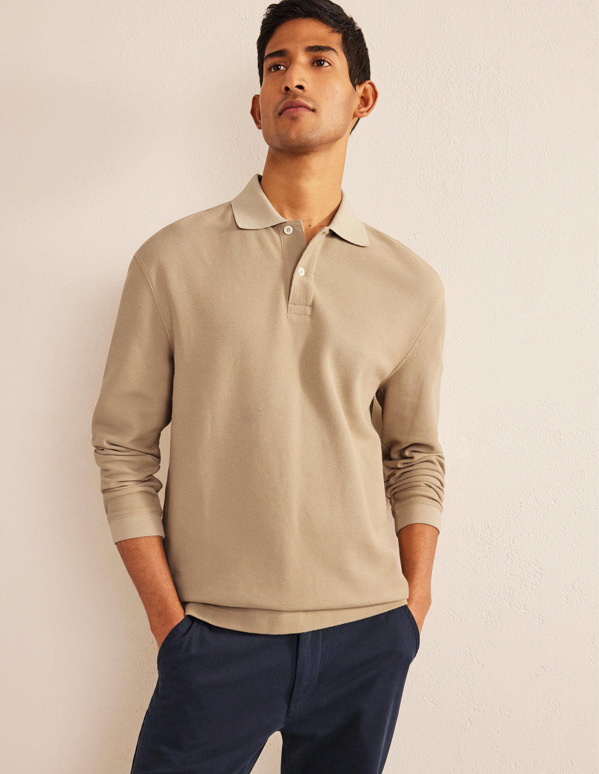  Relaxed Long Sleeve Polo-Stone、mySite、ashleygrahame