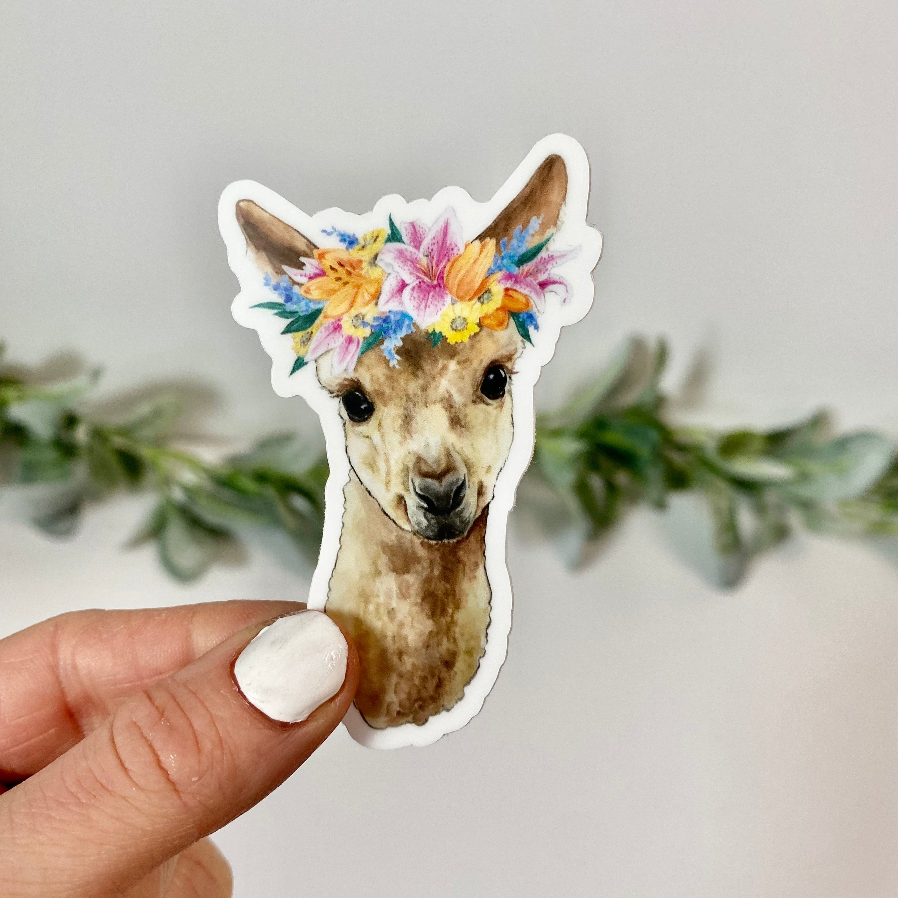  Alpaca With Flower Crown Sticker、mySite、elrpsem3k