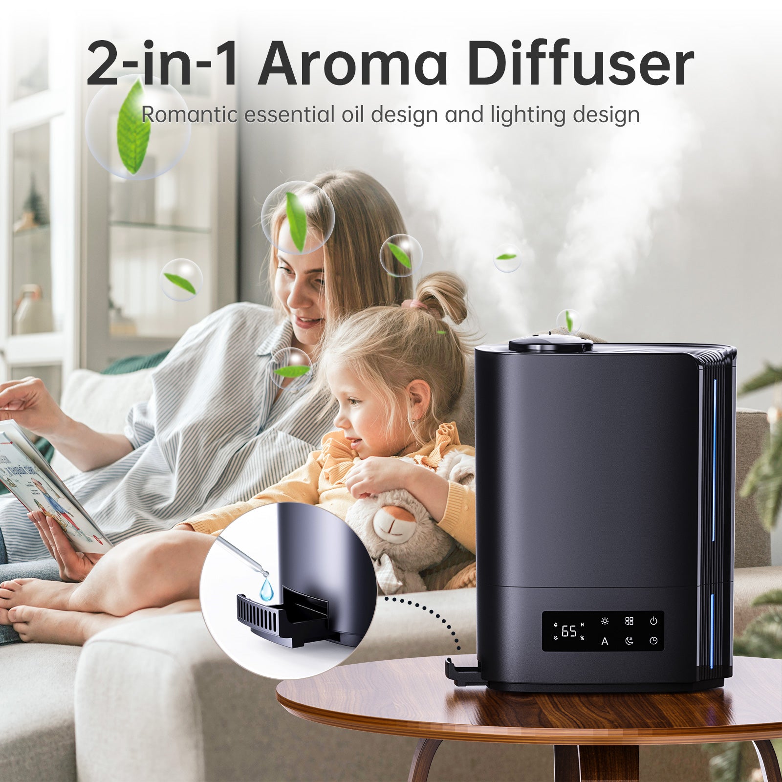 KLOUDIC Top-Fill 6L Cool Mist Large Humidifier for Home Air Vaporizer with Humidistat and Timer、mySite、fannypackpong