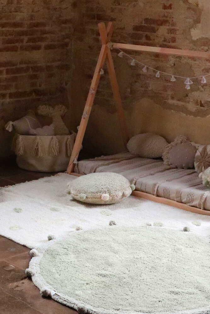 WASHABLE RUG HIPPY DOTS NATURAL - OLIVE、mySite、gigharbornorthrealestate