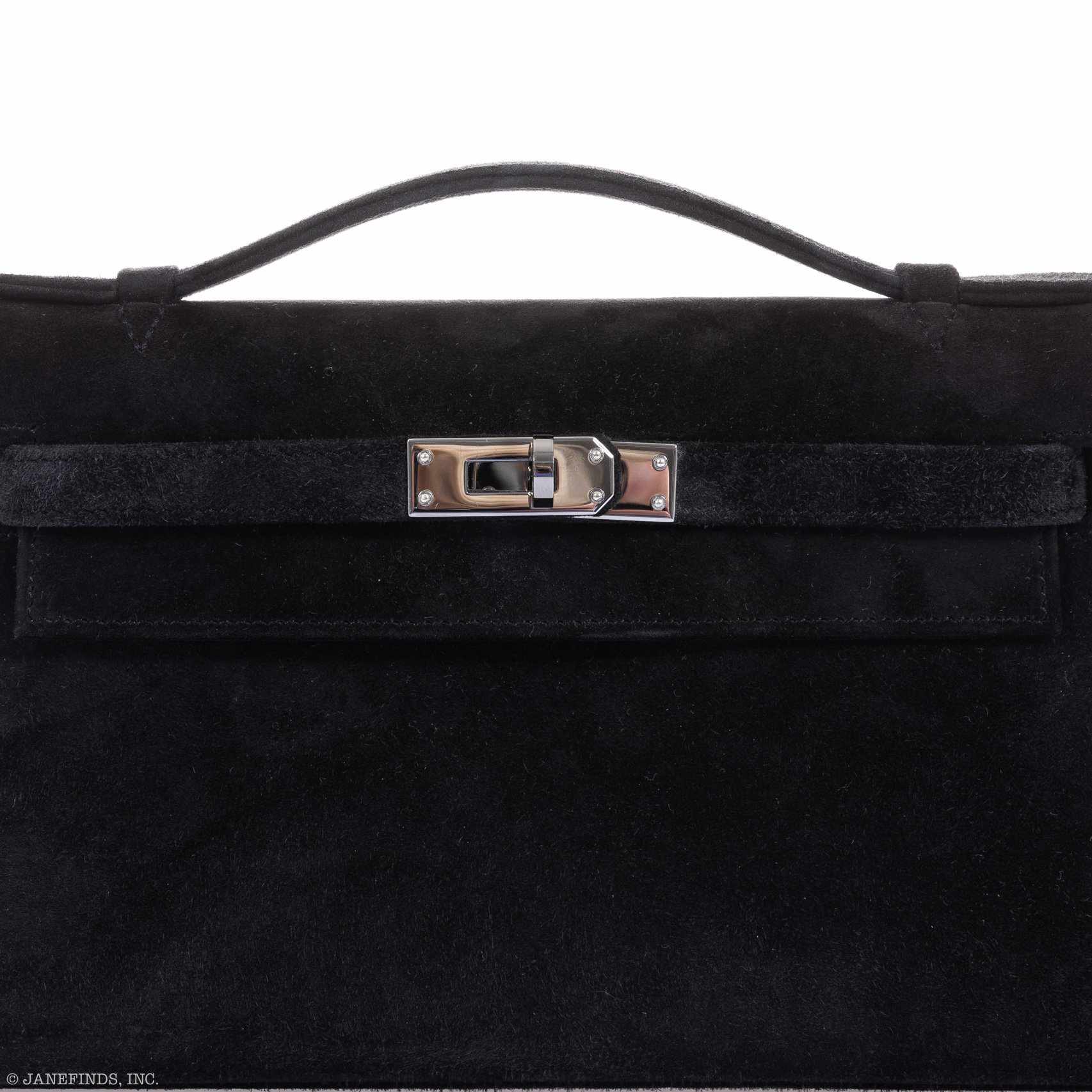 Hermès Kelly Doblis Mini Pochette Black Veau Suede Palladium Hardware、mySite、garminoutage.com