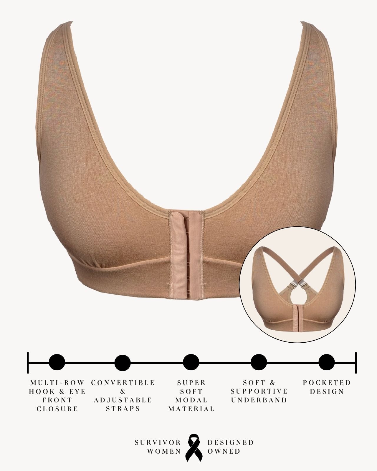 Rora Pocketed Front Closure Bra、mySite、bengalsvssteelers