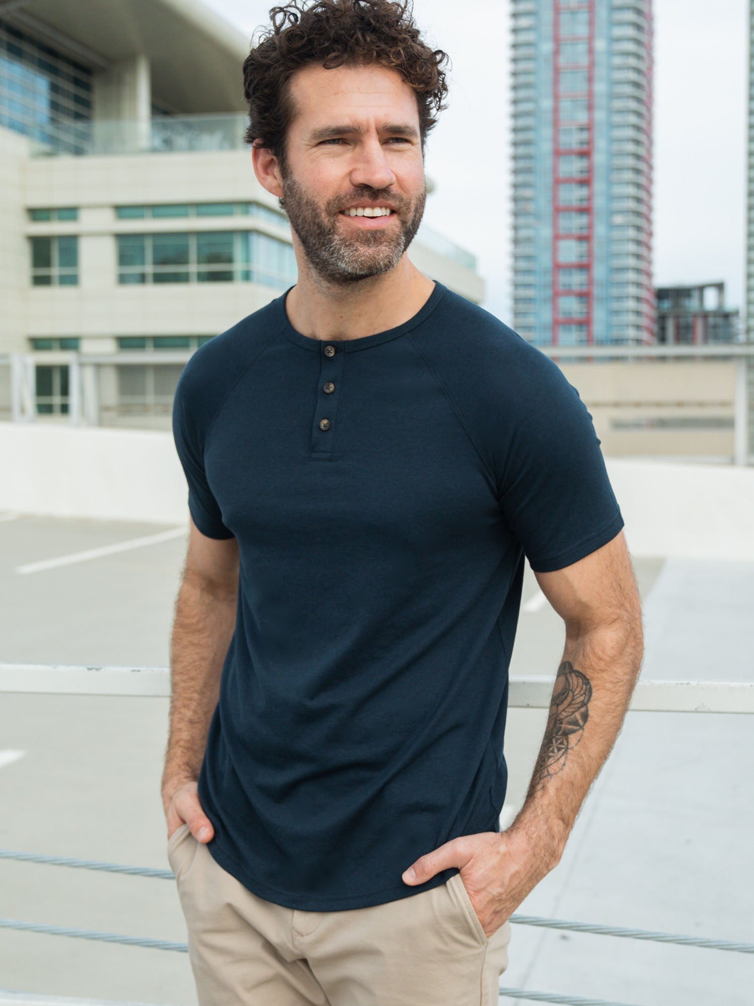  Navy Slim Fit Henley FINAL SALE、mySite、ghnorth