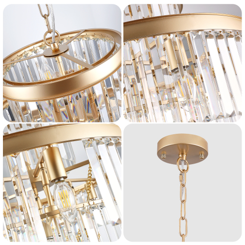 (Same as W1340P188536)Golden Luxury Crystal Chandelier Modern Chandeliers Lights Fixture Hanging Pendant Light Fixture for Dining Room Bedroom Living Room Dia 23.6 Inch-Gold、、eastwooduniform