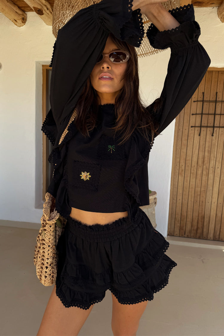 Black Ruffle Shorts、mySite、solidvoid