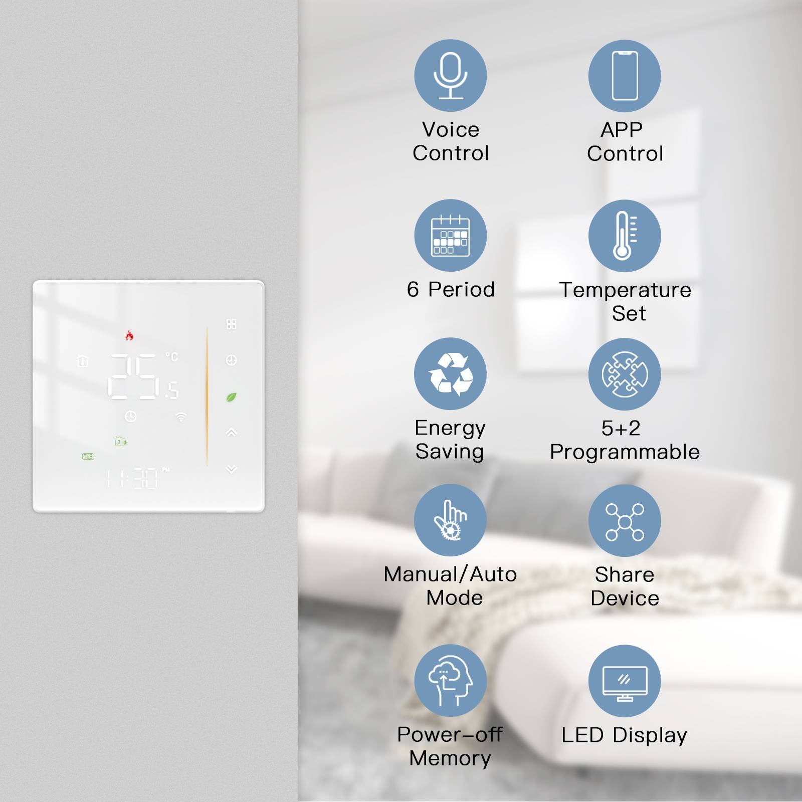 Zigbee Smart Thermostat Gas/Water Heater, Room Thermostat Digital Programmable、mySite、fannypackpong