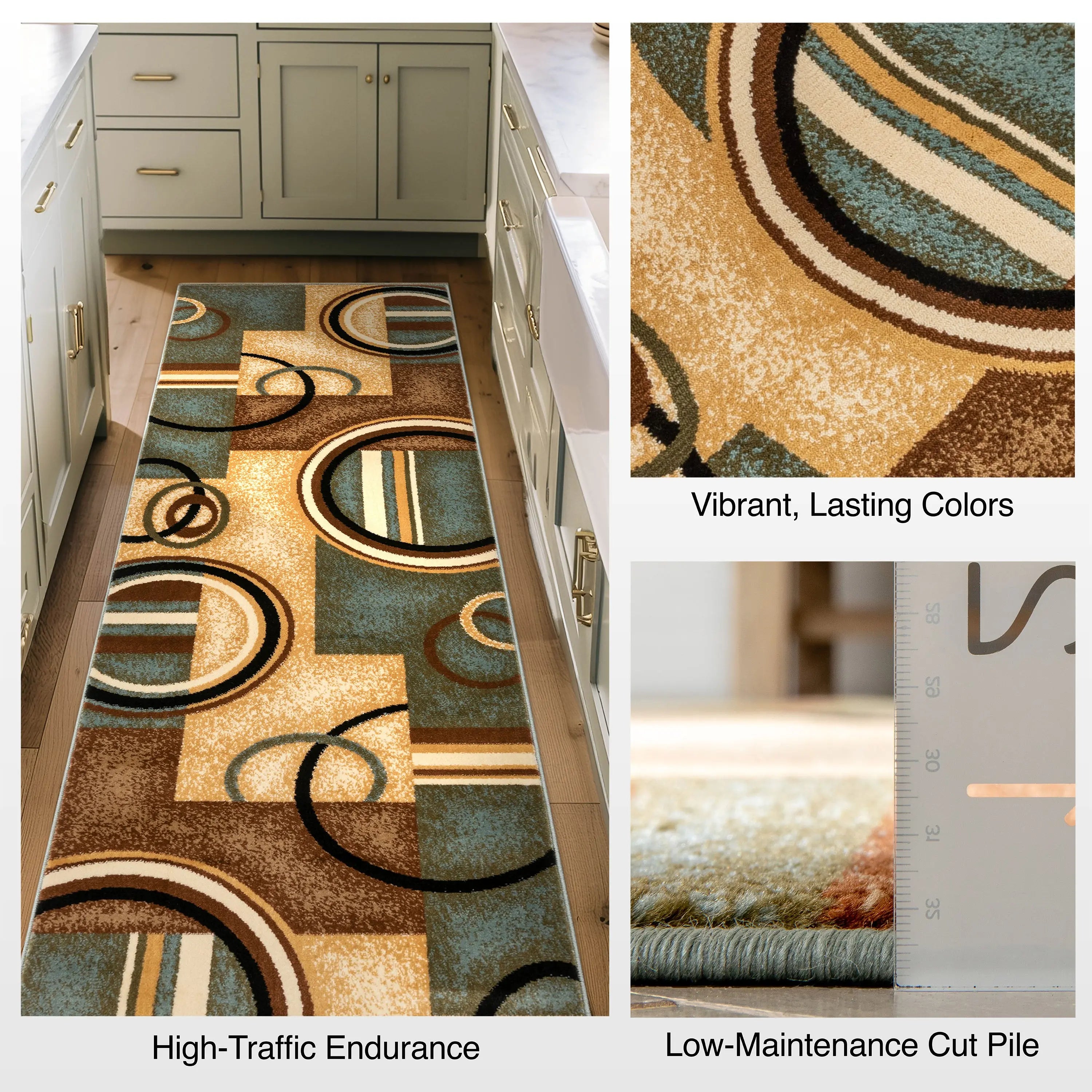 Arcs & Shapes Custom Size Runner Modern Light Blue 27 Inch Wide x Choose Your Length Hallway Runner Rug、mySite、gigharbornorthrealestate