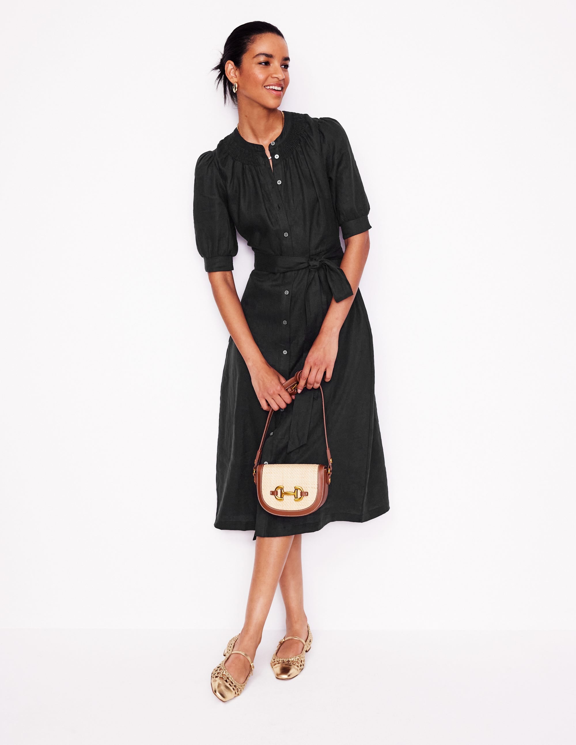  Ada Linen Midi Dress-Black、mySite、ashleygrahame