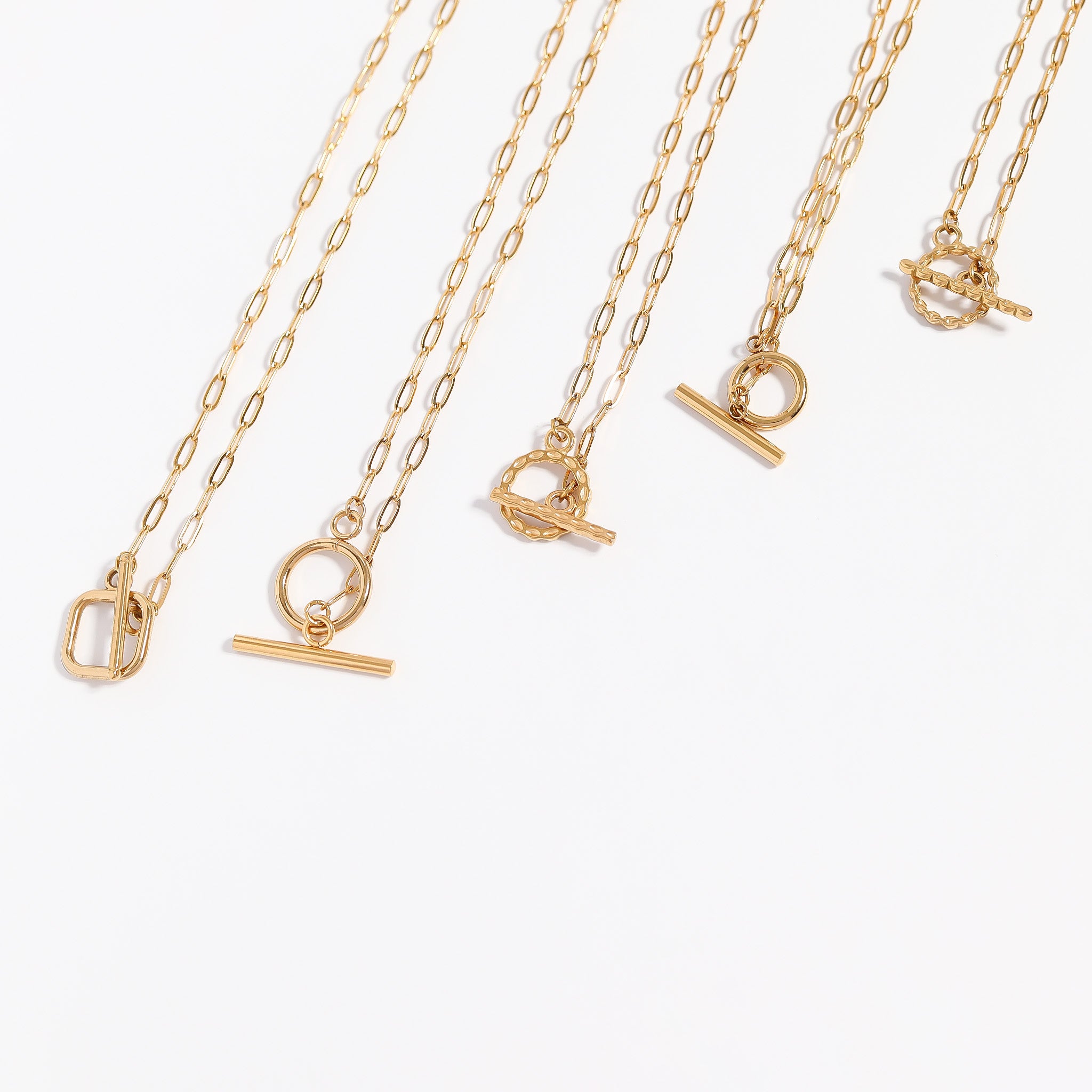 18K Gold PVD Stainless Steel Textured Circle Toggle Clasp / ENC0048、mySite、dreamappss