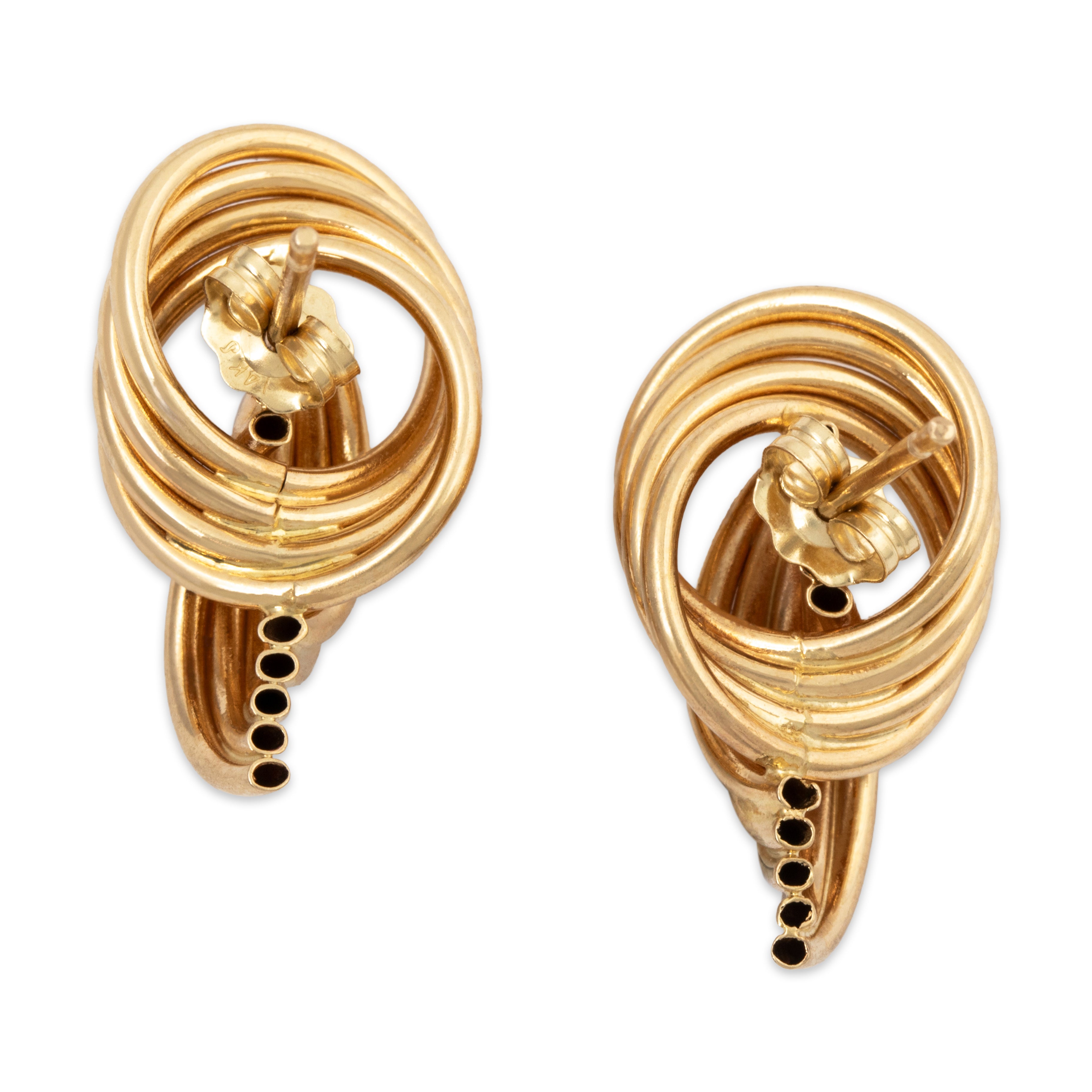Vintage 14k Yellow Gold Swirling Knots Earrings、mySite、hinf8tx79