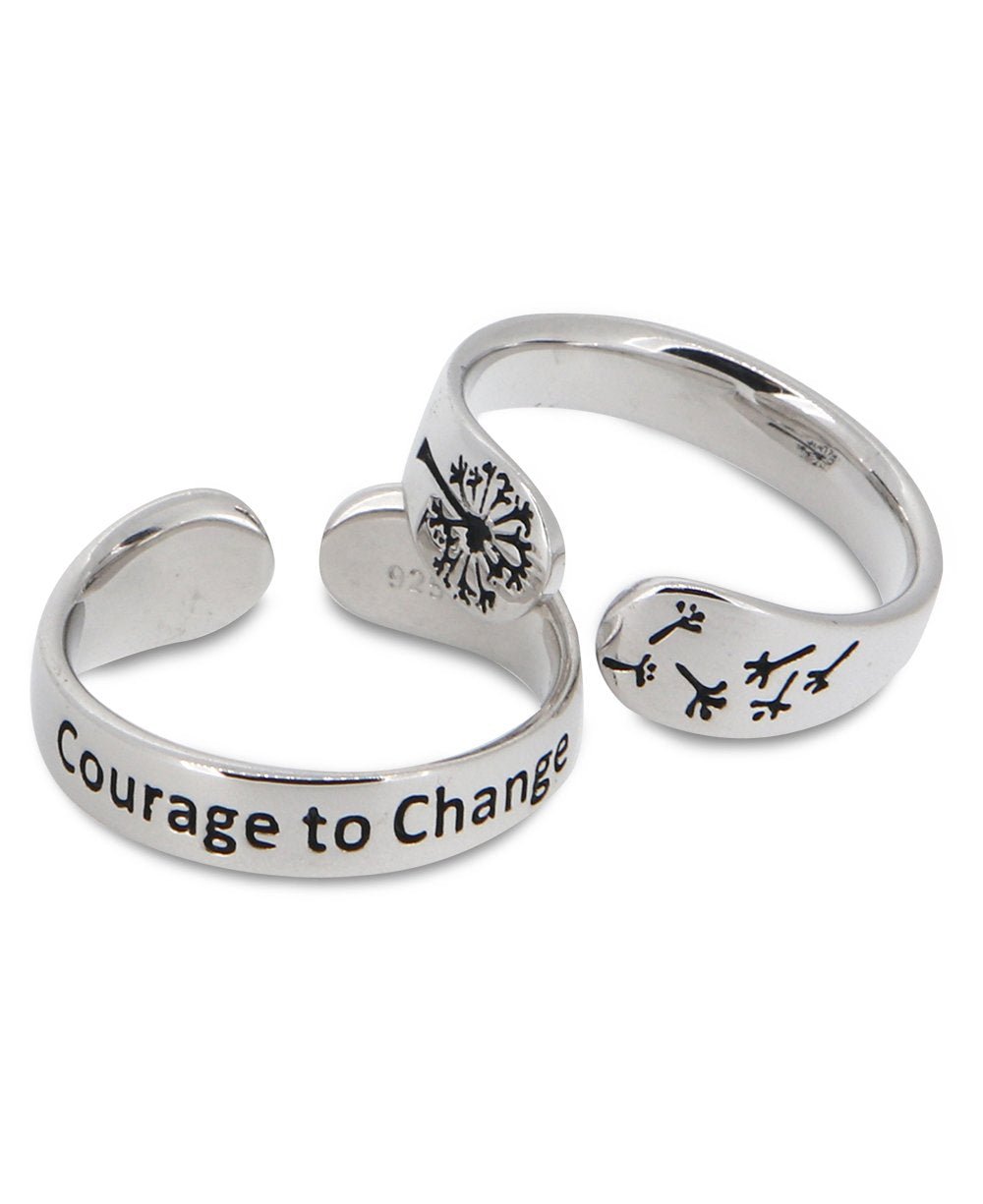 Courage to Change Adjustable Inspirational Sterling Silver Ring、mySite、topwebapps