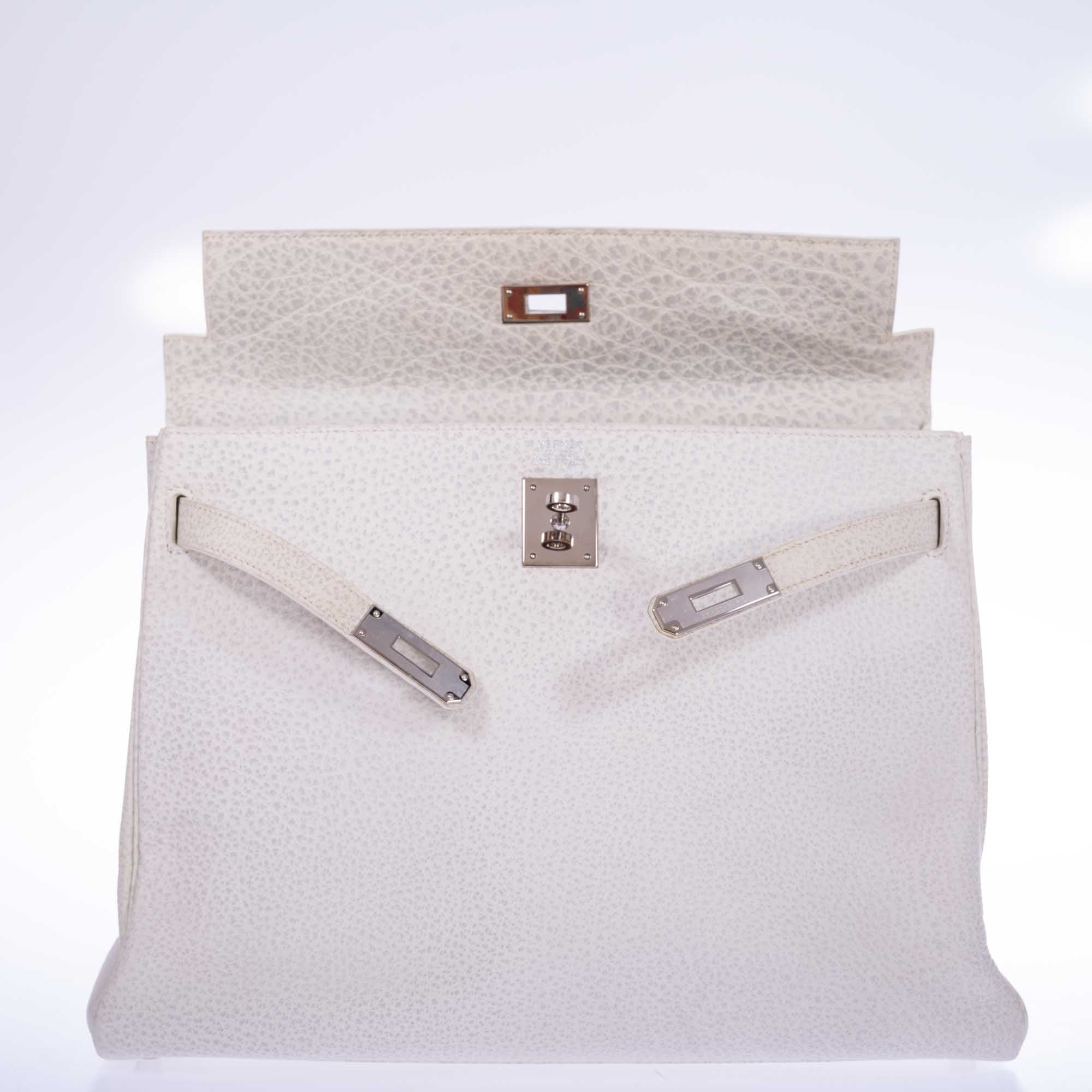 Hermès Kelly 35 Retourne White Dalmatian Buffalo Skipper Palladium Hardware、mySite、garminoutage.com