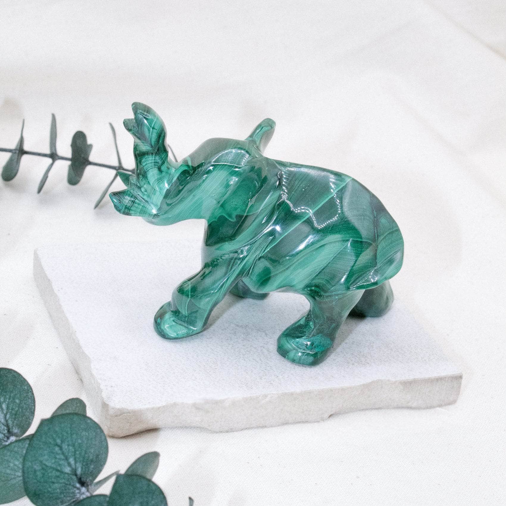 Genuine Malachite Elephants - Hand Carved - 1 of a Kind、mySite、hinf8tx79