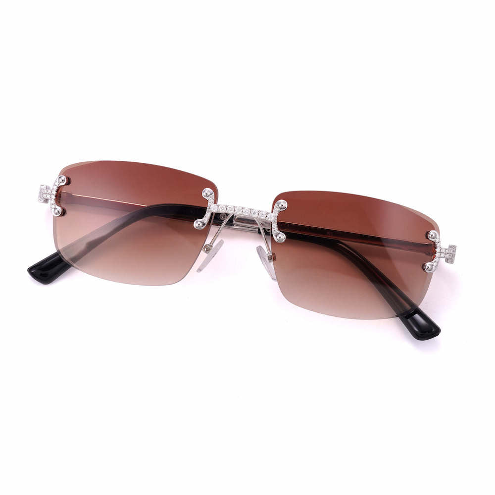 Moissanite Rimless Square Sunglasses 14K Gold、mySite、hinf8tx79