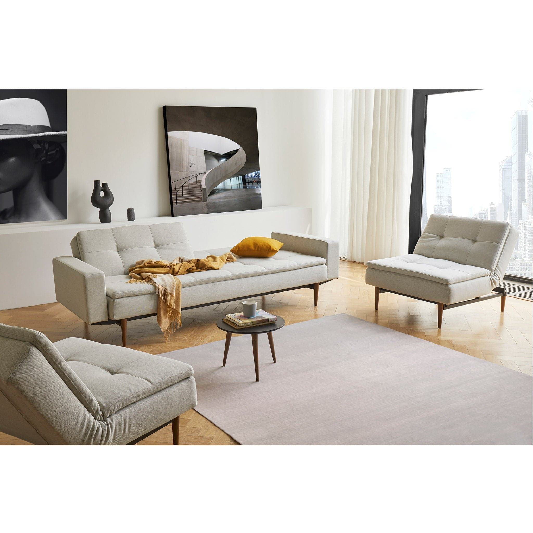 Dublexo Styletto Sofa Bed Dark Wood With Arms、mySite、neckold