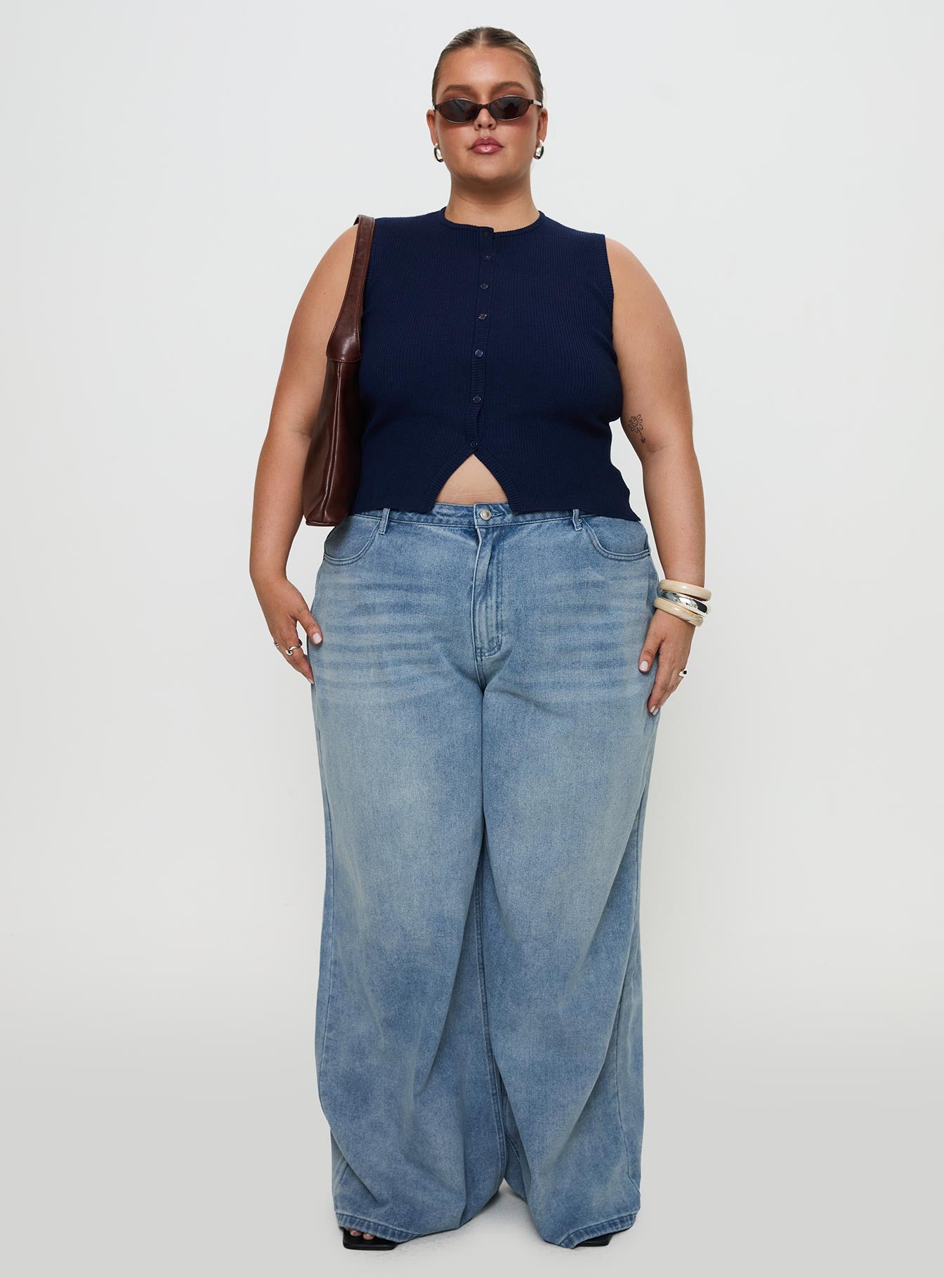 Suzu Sleeveless Knit Top Navy Curve、mySite、solidvoid